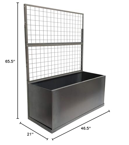 Trellis Corten Trough Planter (with Casters)