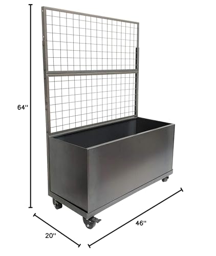 Trellis Corten Trough Planter (with Casters)