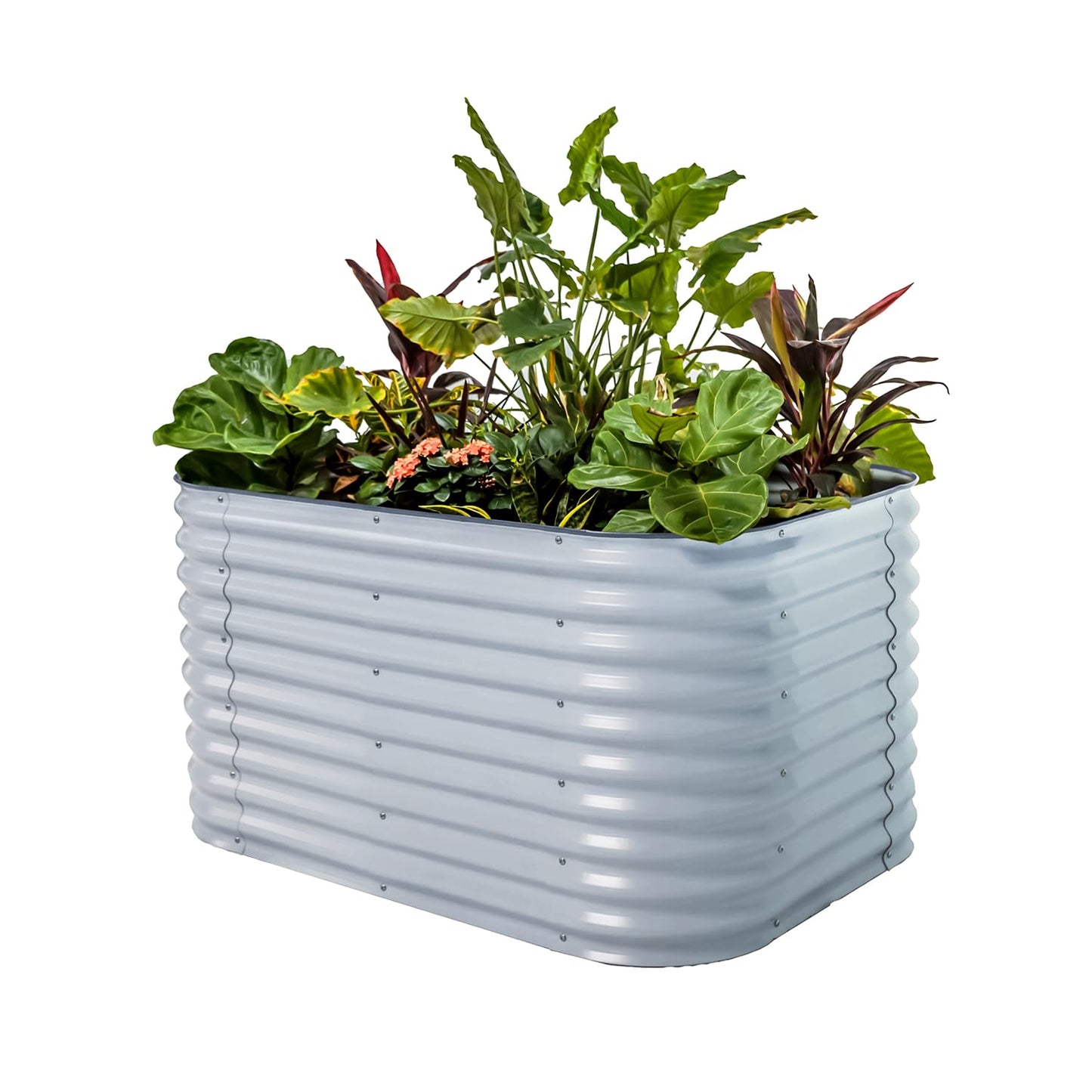 Vego garden 32" Extra Tall Raised Garden Bed Kits, 9 in 1 Modular Raised Planter Box for Vegetables Flowers Fruits Oval Metal Raised Garden Bed- Olive Green
