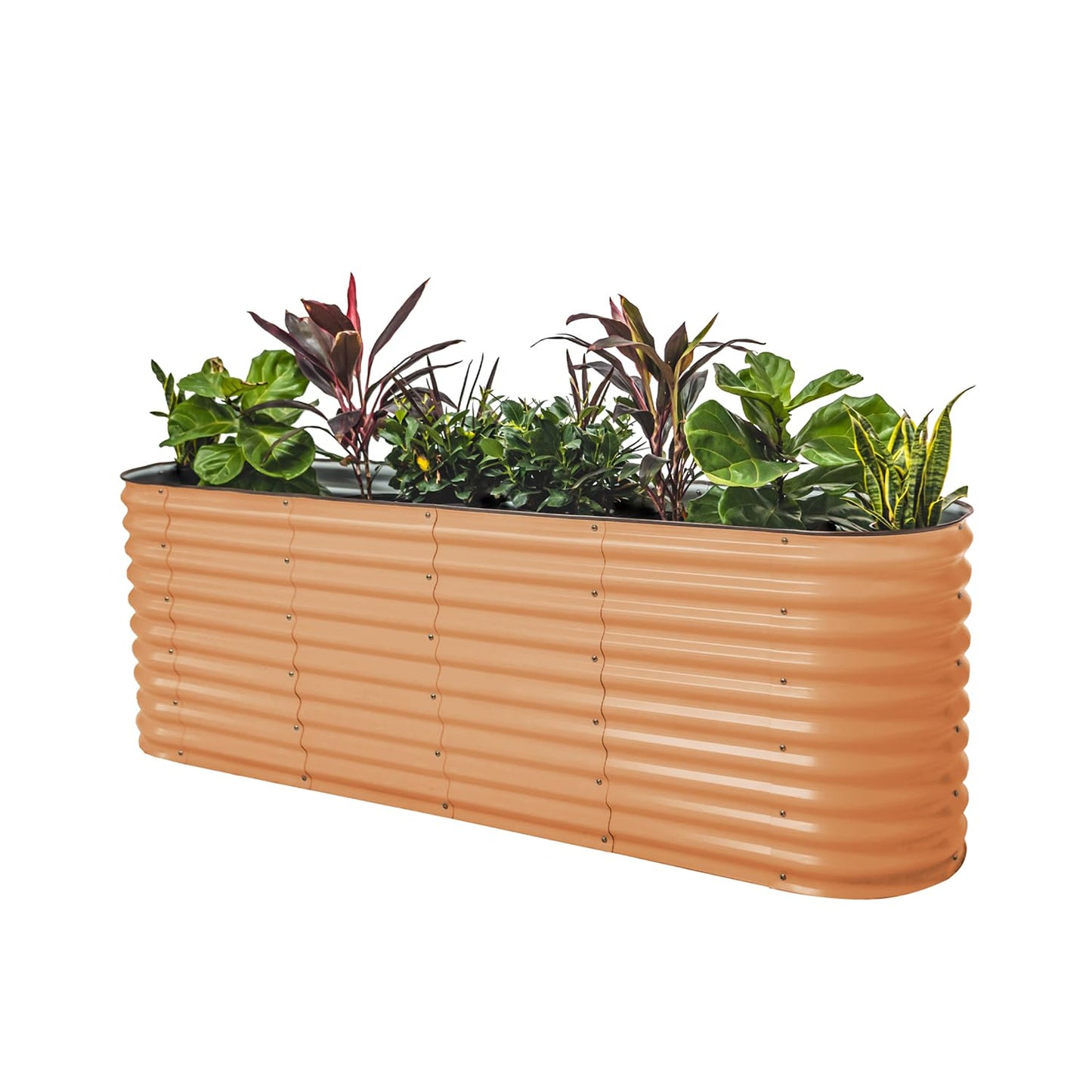 Vego garden 32" Extra Tall Raised Garden Bed Kits, 9 in 1 Modular Raised Planter Box for Vegetables Flowers Fruits Oval Metal Raised Garden Bed- Olive Green