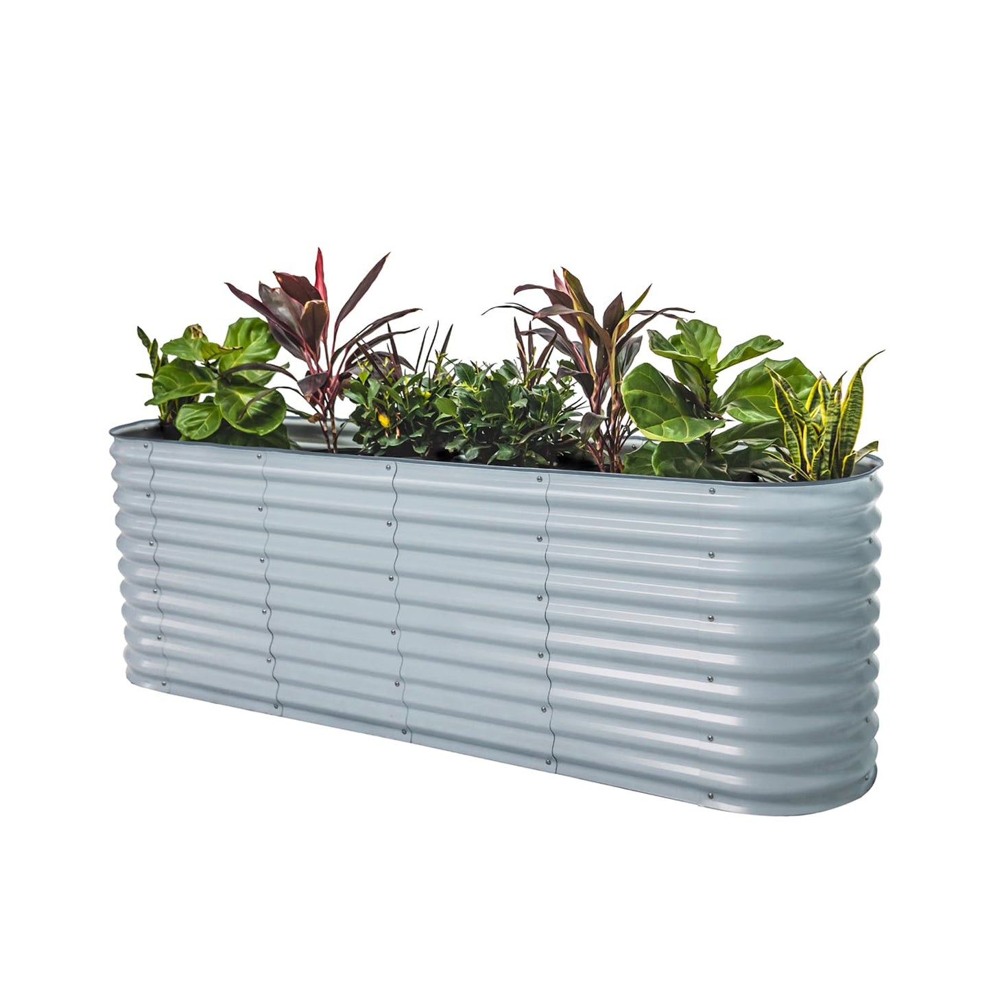 Vego garden 32" Extra Tall Raised Garden Bed Kits, 9 in 1 Modular Raised Planter Box for Vegetables Flowers Fruits Oval Metal Raised Garden Bed- Olive Green