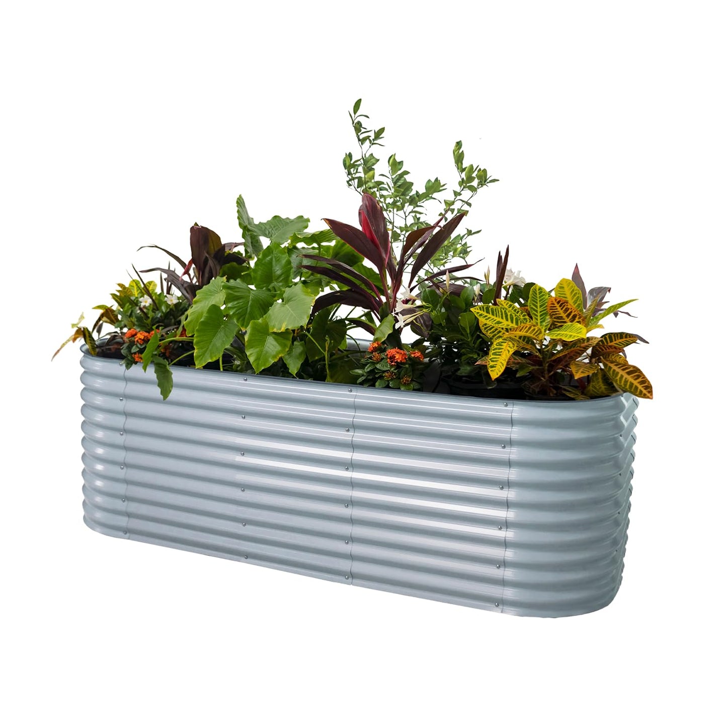 Vego garden 32" Extra Tall Raised Garden Bed Kits, 9 in 1 Modular Raised Planter Box for Vegetables Flowers Fruits Oval Metal Raised Garden Bed- Olive Green