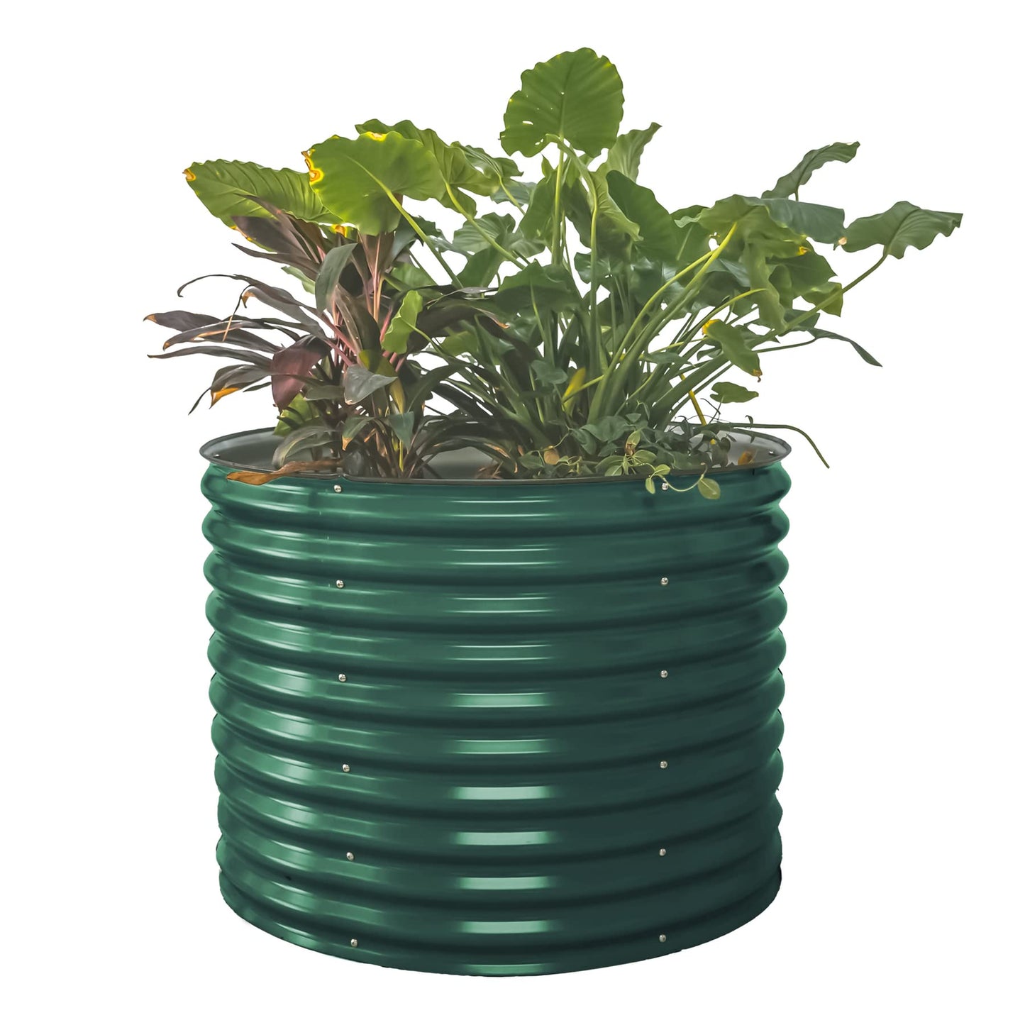 Vego garden 32" Extra Tall Raised Garden Bed Kits, 9 in 1 Modular Raised Planter Box for Vegetables Flowers Fruits Oval Metal Raised Garden Bed- Olive Green