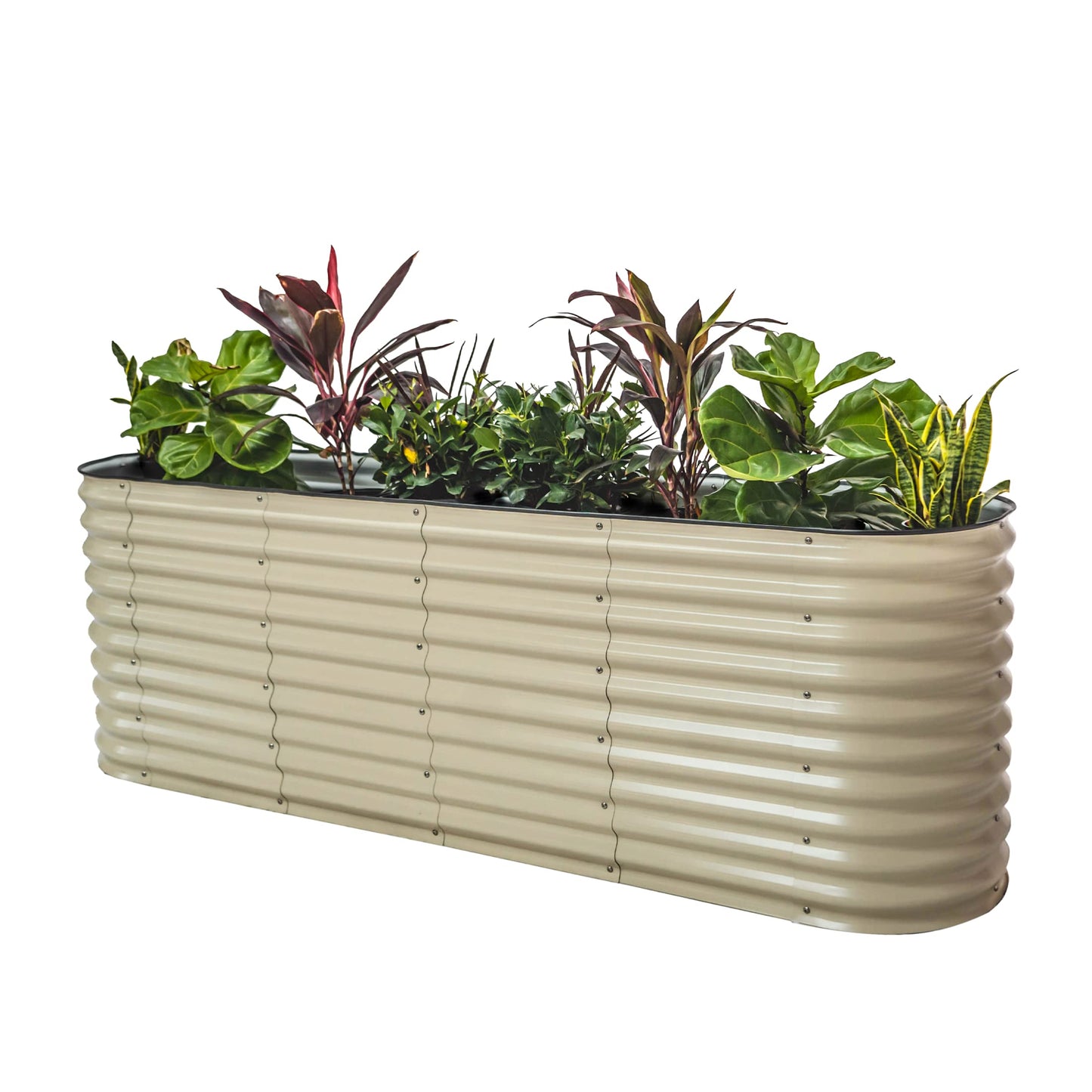 Vego garden 32" Extra Tall Raised Garden Bed Kits, 9 in 1 Modular Raised Planter Box for Vegetables Flowers Fruits Oval Metal Raised Garden Bed- Olive Green