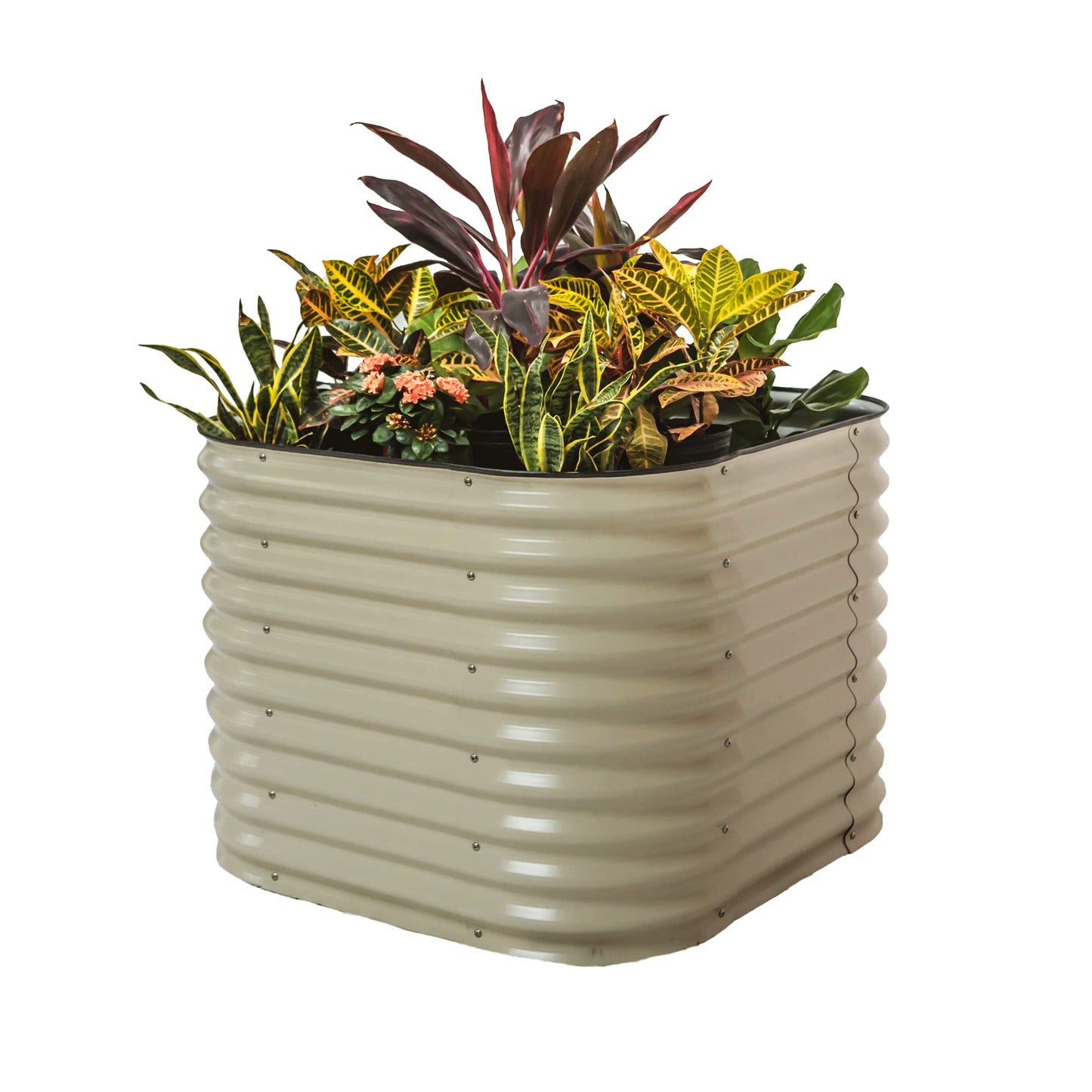 Vego garden 32" Extra Tall Raised Garden Bed Kits, 9 in 1 Modular Raised Planter Box for Vegetables Flowers Fruits Oval Metal Raised Garden Bed- Olive Green