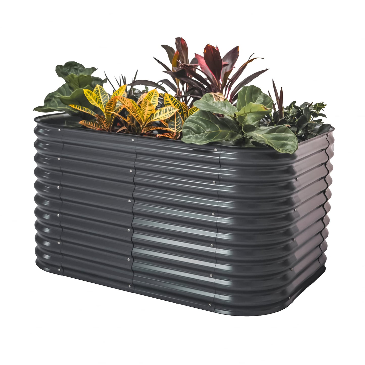 Vego garden 32" Extra Tall Raised Garden Bed Kits, 9 in 1 Modular Raised Planter Box for Vegetables Flowers Fruits Oval Metal Raised Garden Bed- Olive Green