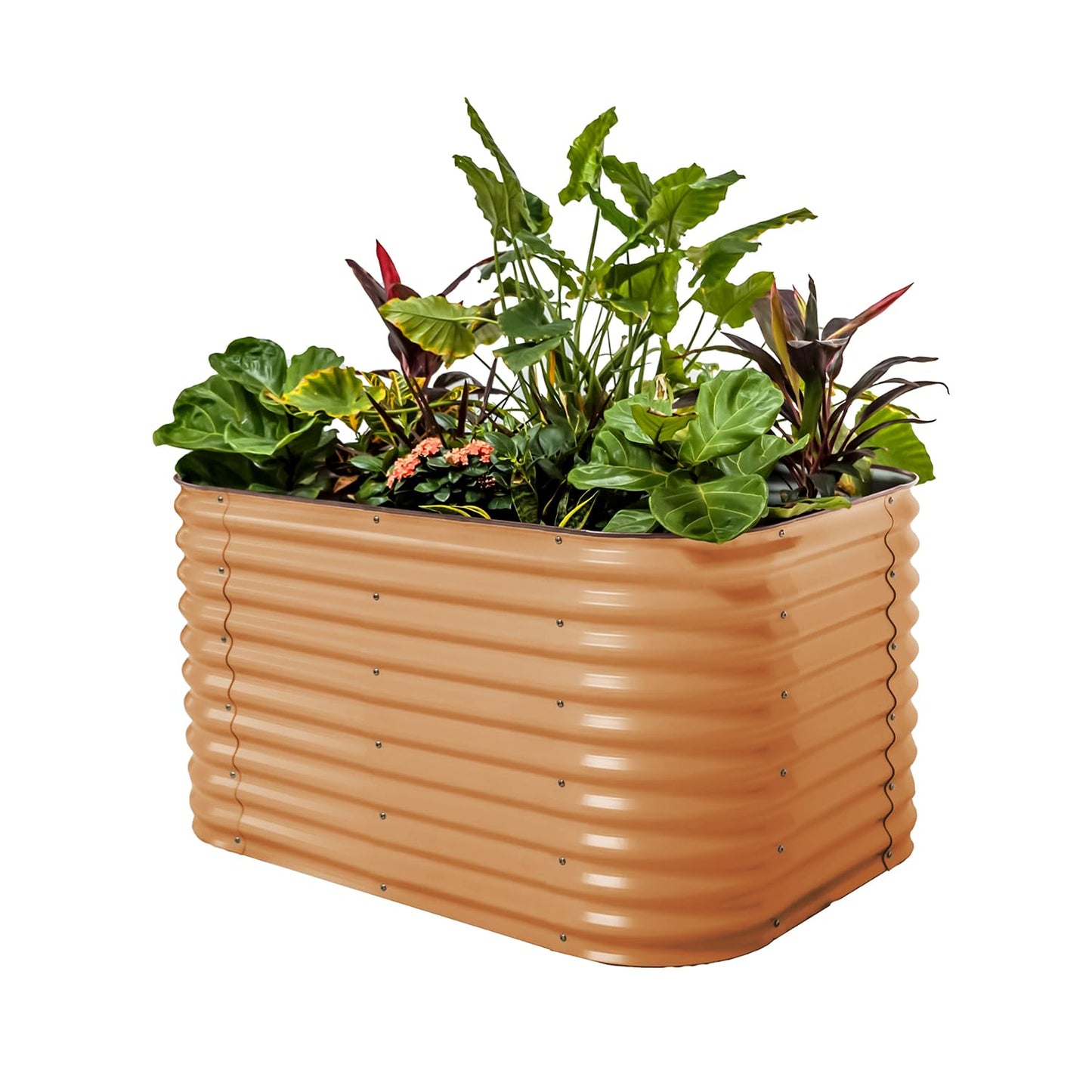 Vego garden 32" Extra Tall Raised Garden Bed Kits, 9 in 1 Modular Raised Planter Box for Vegetables Flowers Fruits Oval Metal Raised Garden Bed- Olive Green