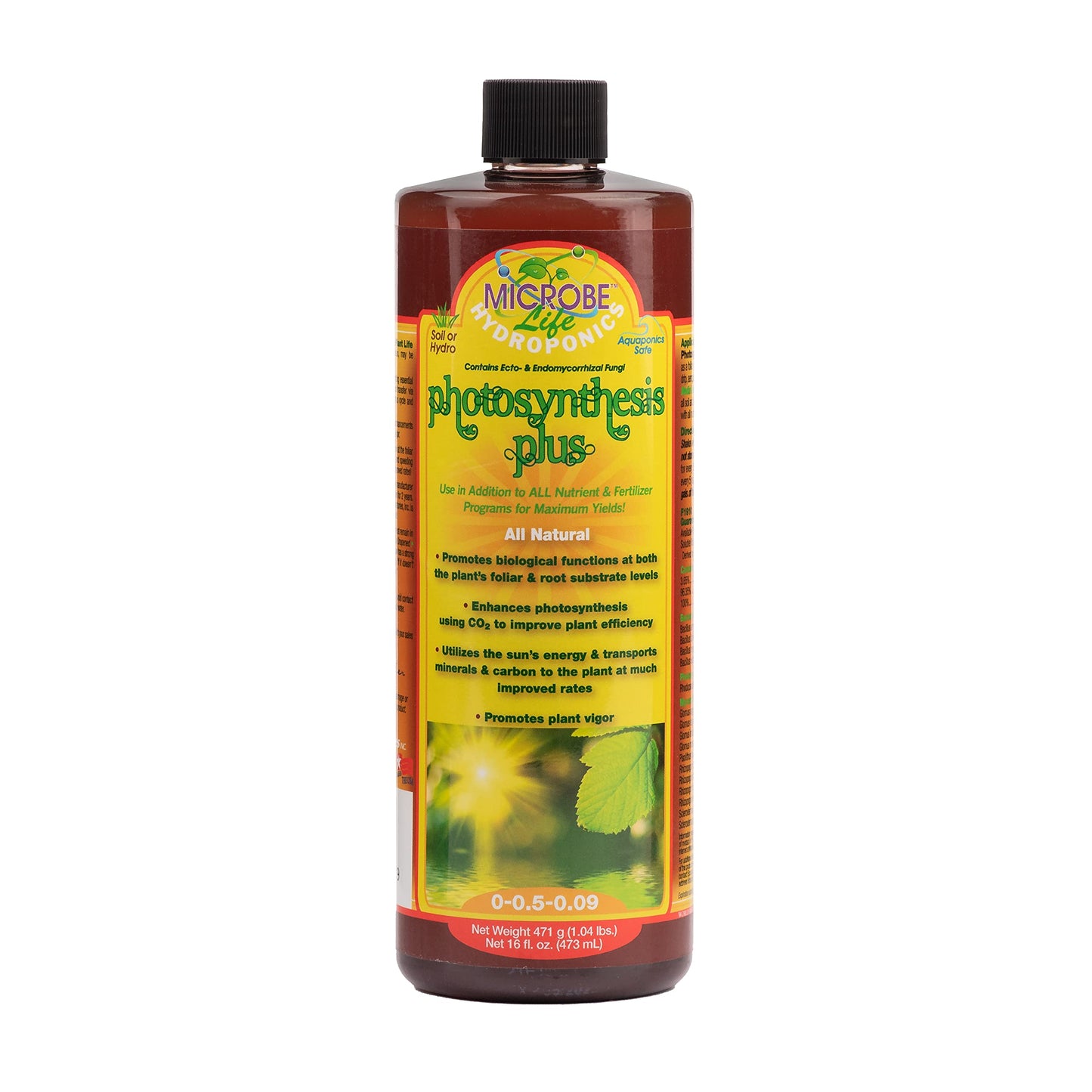 Microbe Life Hydroponics Premium Photosynthesis Plus to Grow Fruits, Vegetables, and Herbs, The Best Professional Big Bud Grow, Use with Any Feeding Systems Including Hydroponics or Soil, 1 Gallon