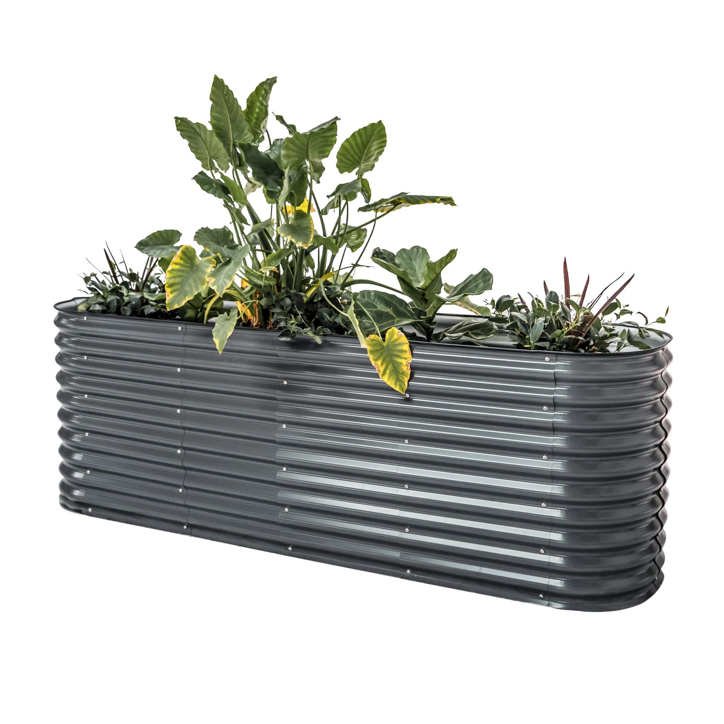 Vego garden 32" Extra Tall Raised Garden Bed Kits, 9 in 1 Modular Raised Planter Box for Vegetables Flowers Fruits Oval Metal Raised Garden Bed- Olive Green