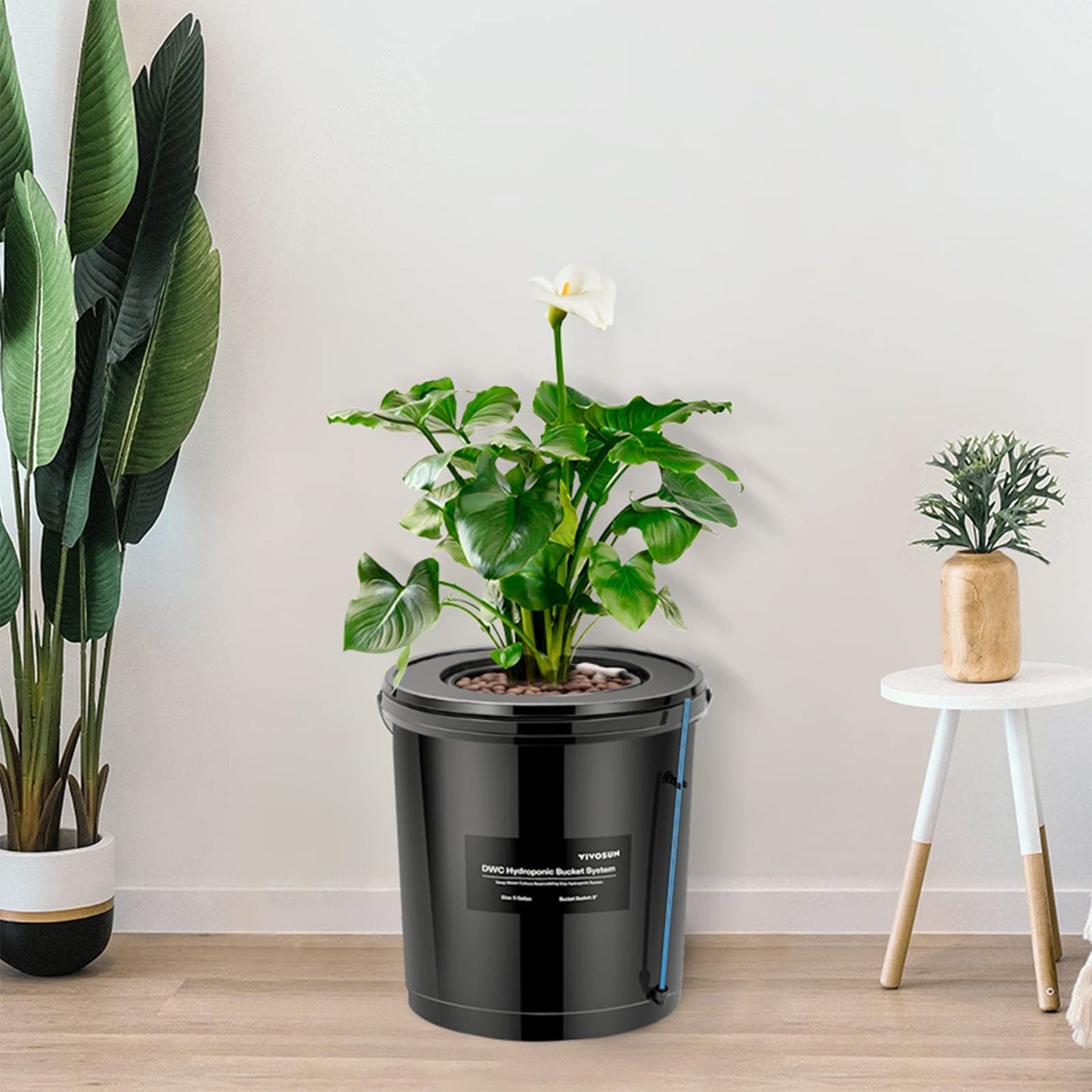 VIVOSUN DWC Hydroponics Grow System with Top Drip Kit, 5-Gallon Deep Water Culture, Recirculating Drip Garden System with Multi-Purpose Air Hose, Air Pump, and Air Stone (4 Buckets + Top Drip Kit)