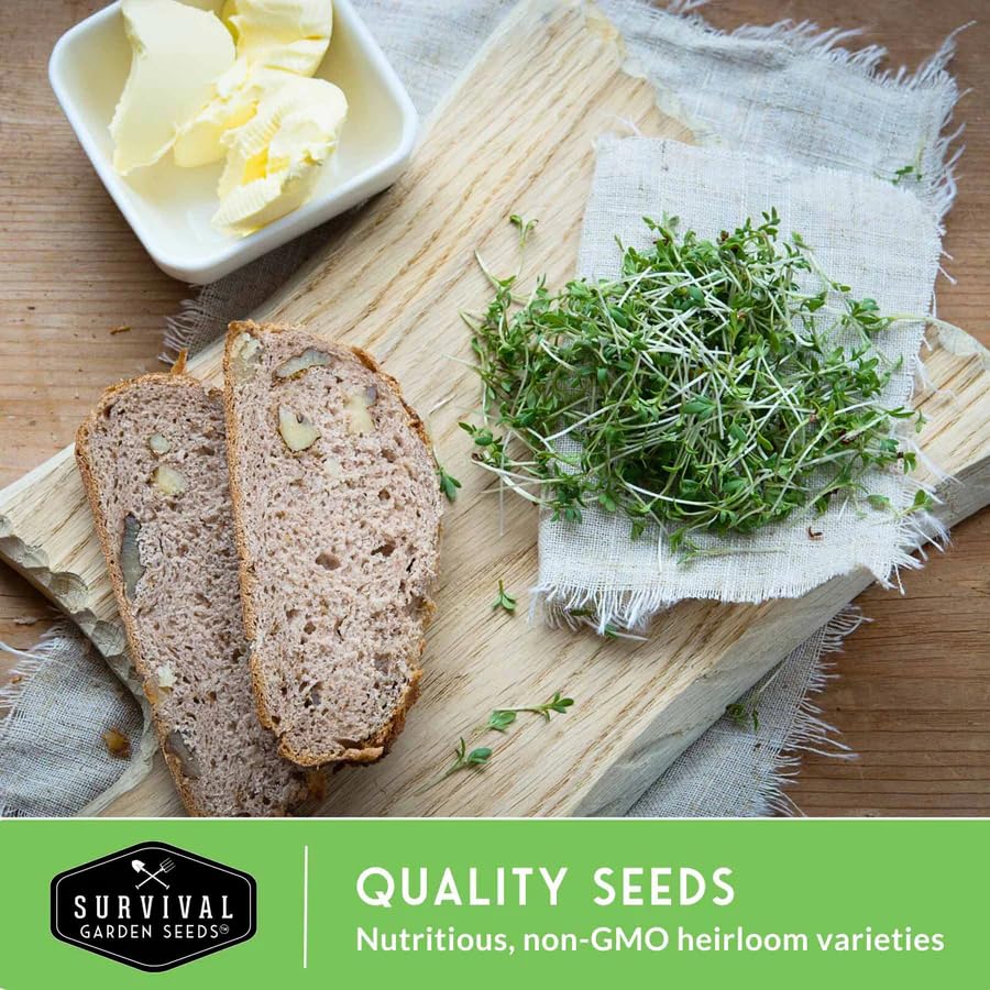 Survival Garden Seeds Microgreens 5 Pack (Seeds Only) - Plant, Sprout, and Grow a Mix of Microgreen Plants in Your Kitchen or on Your Windowsill - Arugula, Broccoli, Radish, Pea, Sunflower Seed