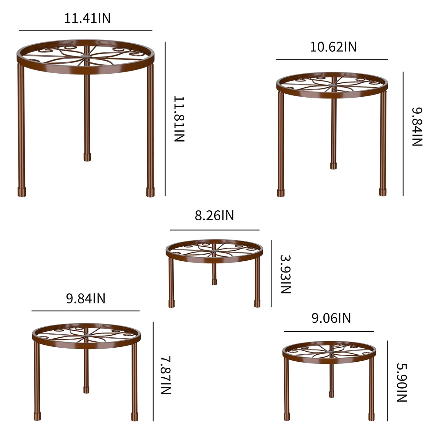 5-Pack Decent Metal Plant Stands, Heavy Duty Flower Pot Stands for Multiple Plant, Anti-Rust Iron Plant Pot Shelf, Decoration Racks for Home Indoor and Outdoor (5 Pack Black)