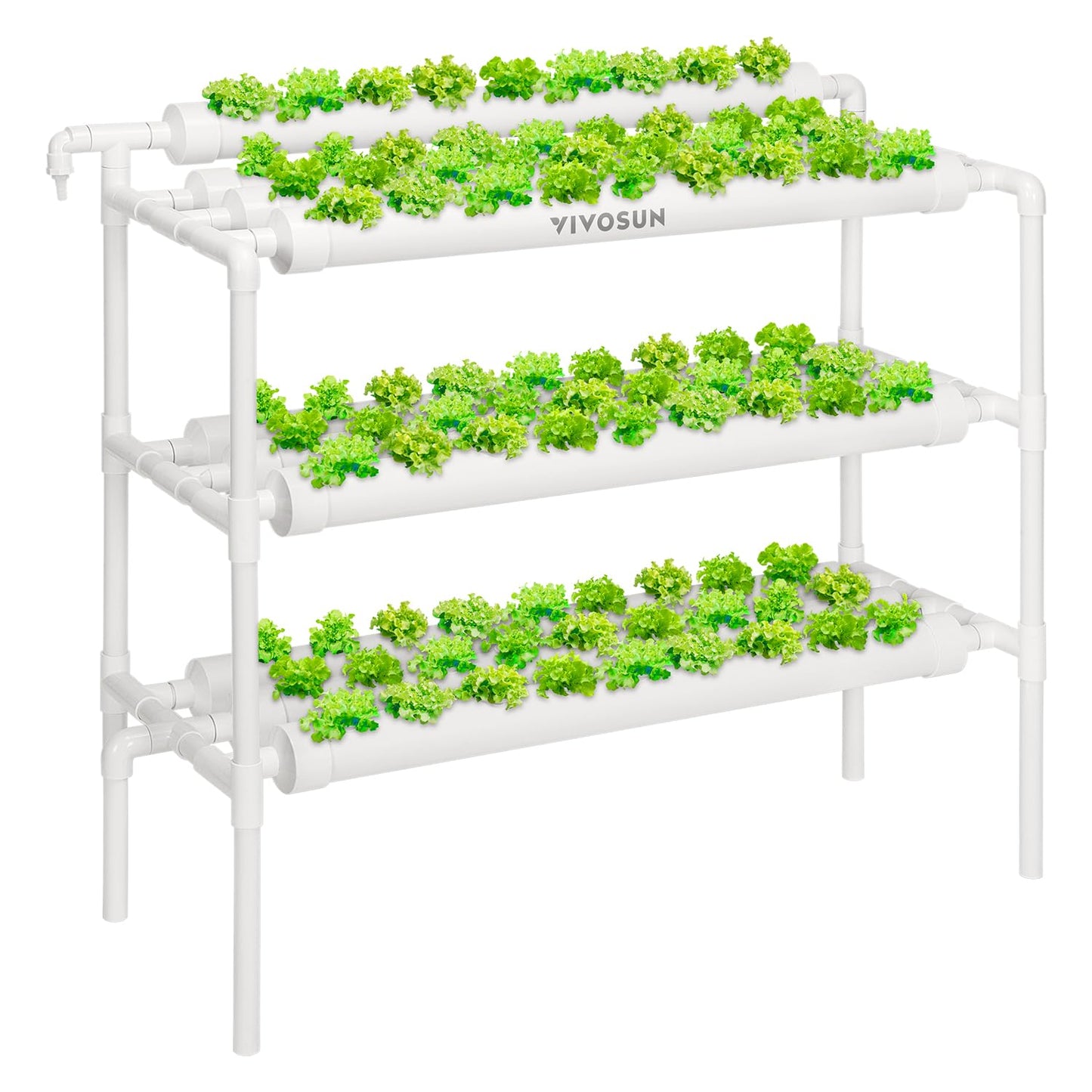 VIVOSUN Hydroponics Growing System 108 Plant Sites, 3 Layers 12 Food-Grade PVC-U Pipes Gardening System Grow Kit with Water Pump Timer, Nest Basket and Sponge for Leafy Vegetables