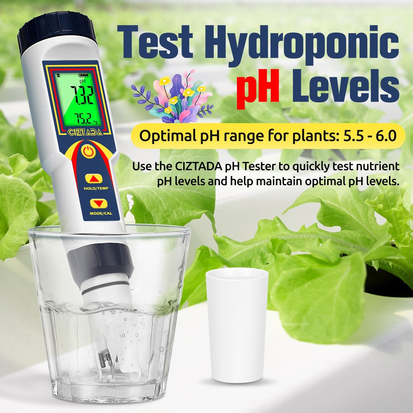 pH Meter for Water 4 in 1 pH EC TDS Temp Meter for Hydroponics PPM and EC Water Tester Digital pH PPM Meter for Nutrients Growing Hydroponics Gardening DWC hydroponics System