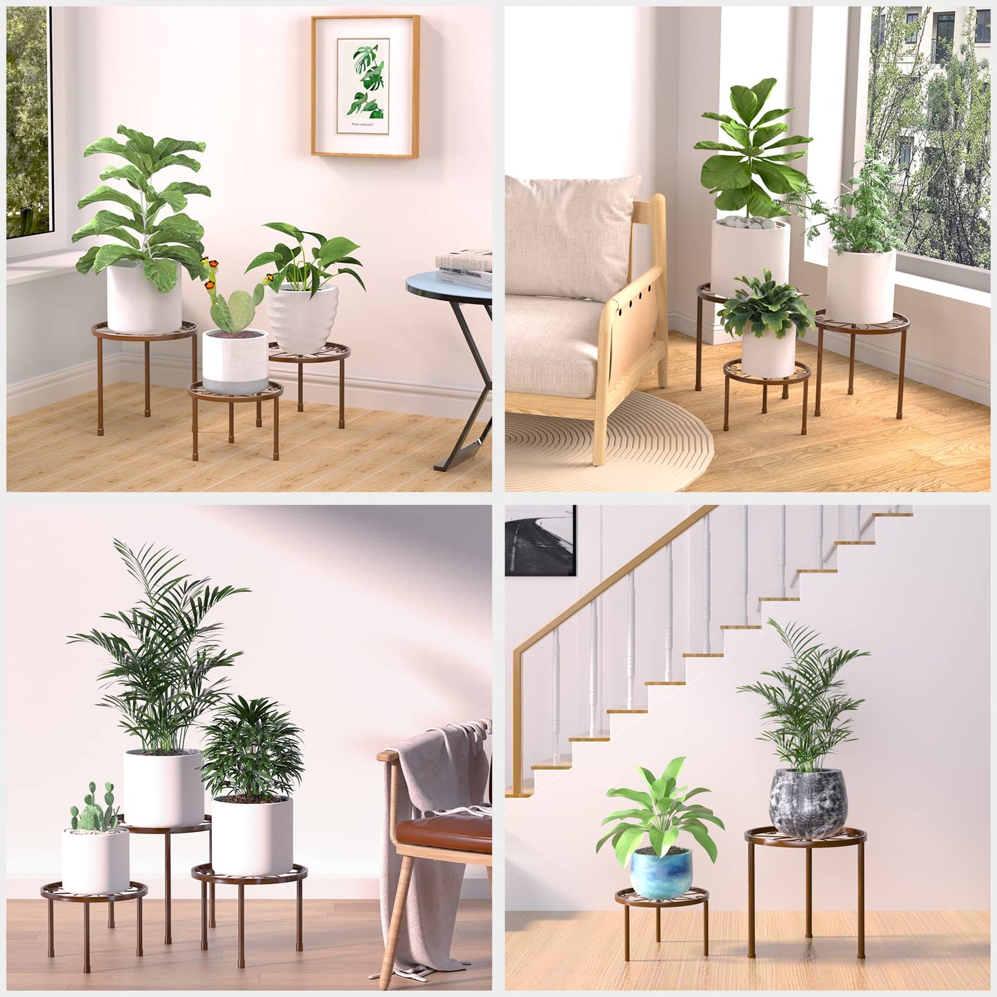 5-Pack Decent Metal Plant Stands, Heavy Duty Flower Pot Stands for Multiple Plant, Anti-Rust Iron Plant Pot Shelf, Decoration Racks for Home Indoor and Outdoor (5 Pack Black)