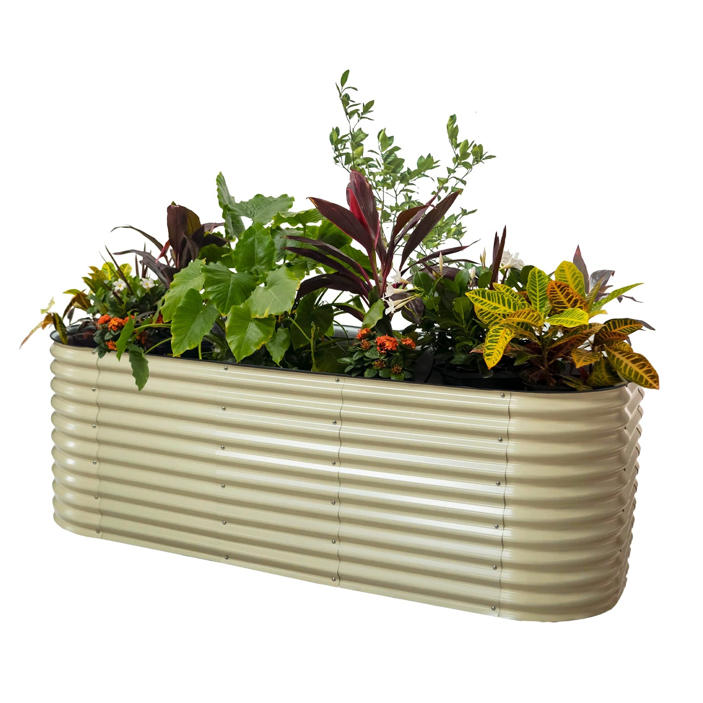 Vego garden 32" Extra Tall Raised Garden Bed Kits, 9 in 1 Modular Raised Planter Box for Vegetables Flowers Fruits Oval Metal Raised Garden Bed- Olive Green