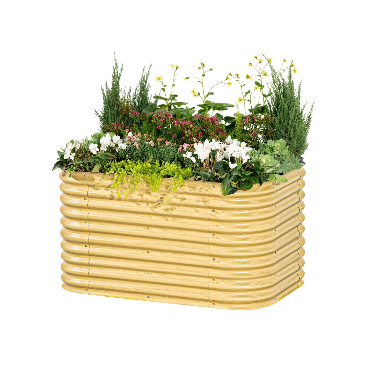 Vego garden 32" Extra Tall Raised Garden Bed Kits, 9 in 1 Modular Raised Planter Box for Vegetables Flowers Fruits Oval Metal Raised Garden Bed- Olive Green