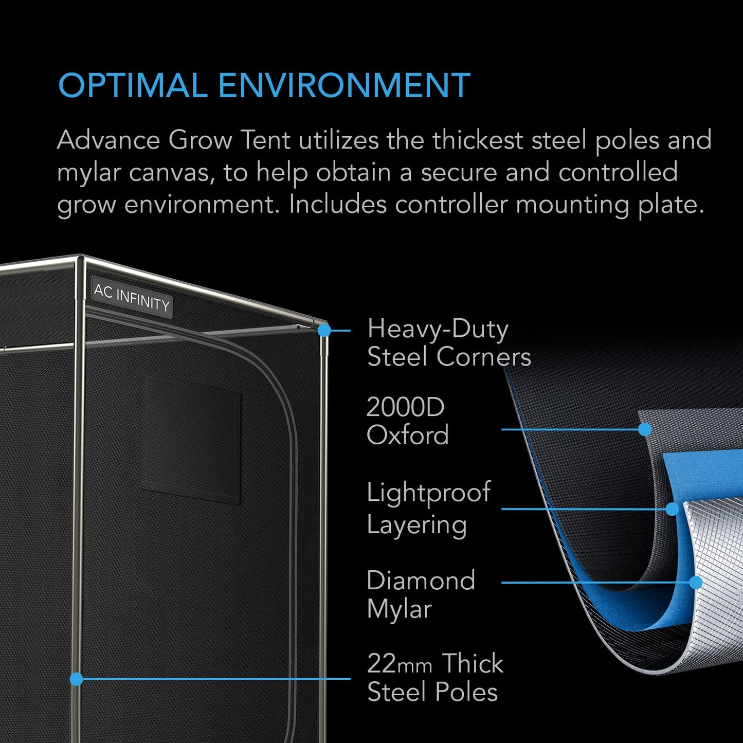 AC Infinity Advance Grow System Compact 2x2, 1-Plant Kit, WiFi-Integrated Grow Tent Kit, Automate Ventilation, Circulation, Schedule Full Spectrum LM301H LED Grow Light, 2000D Mylar Tent