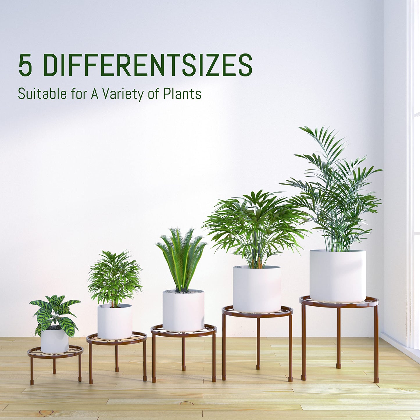 5-Pack Decent Metal Plant Stands, Heavy Duty Flower Pot Stands for Multiple Plant, Anti-Rust Iron Plant Pot Shelf, Decoration Racks for Home Indoor and Outdoor (5 Pack Black)