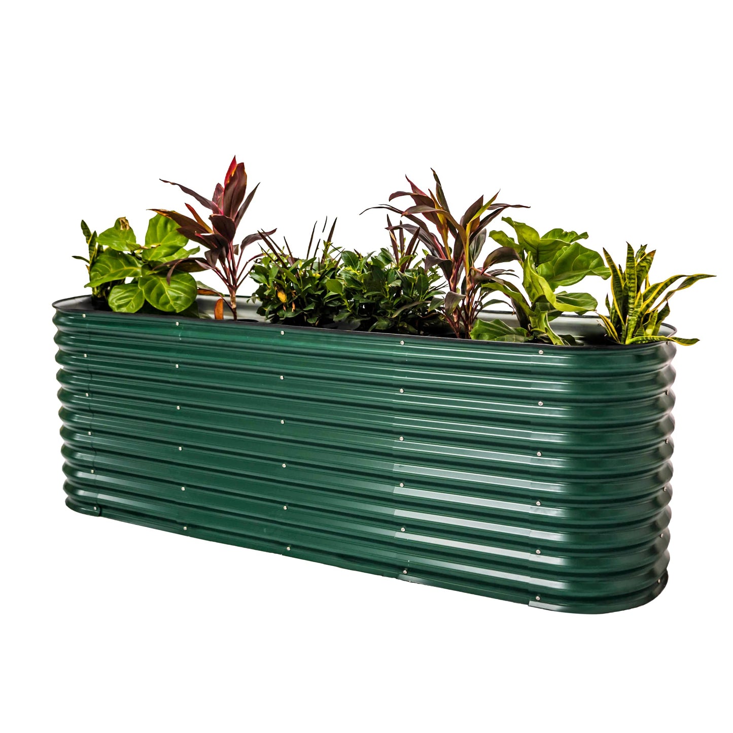 Vego garden 32" Extra Tall Raised Garden Bed Kits, 9 in 1 Modular Raised Planter Box for Vegetables Flowers Fruits Oval Metal Raised Garden Bed- Olive Green