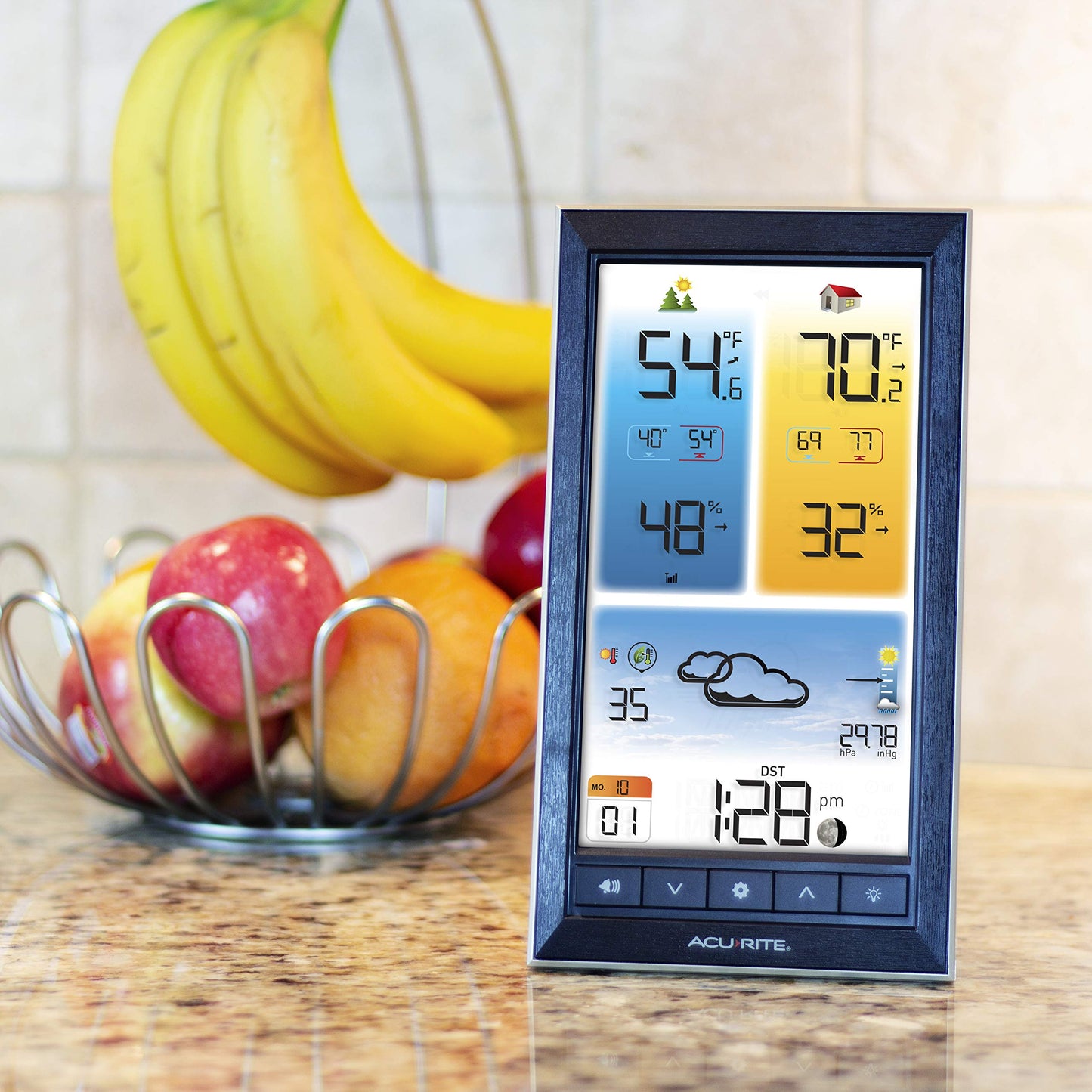Digital Vertical Weather Forecaster with Indoor/Outdoor Temperature, Humidity, and Date and Time