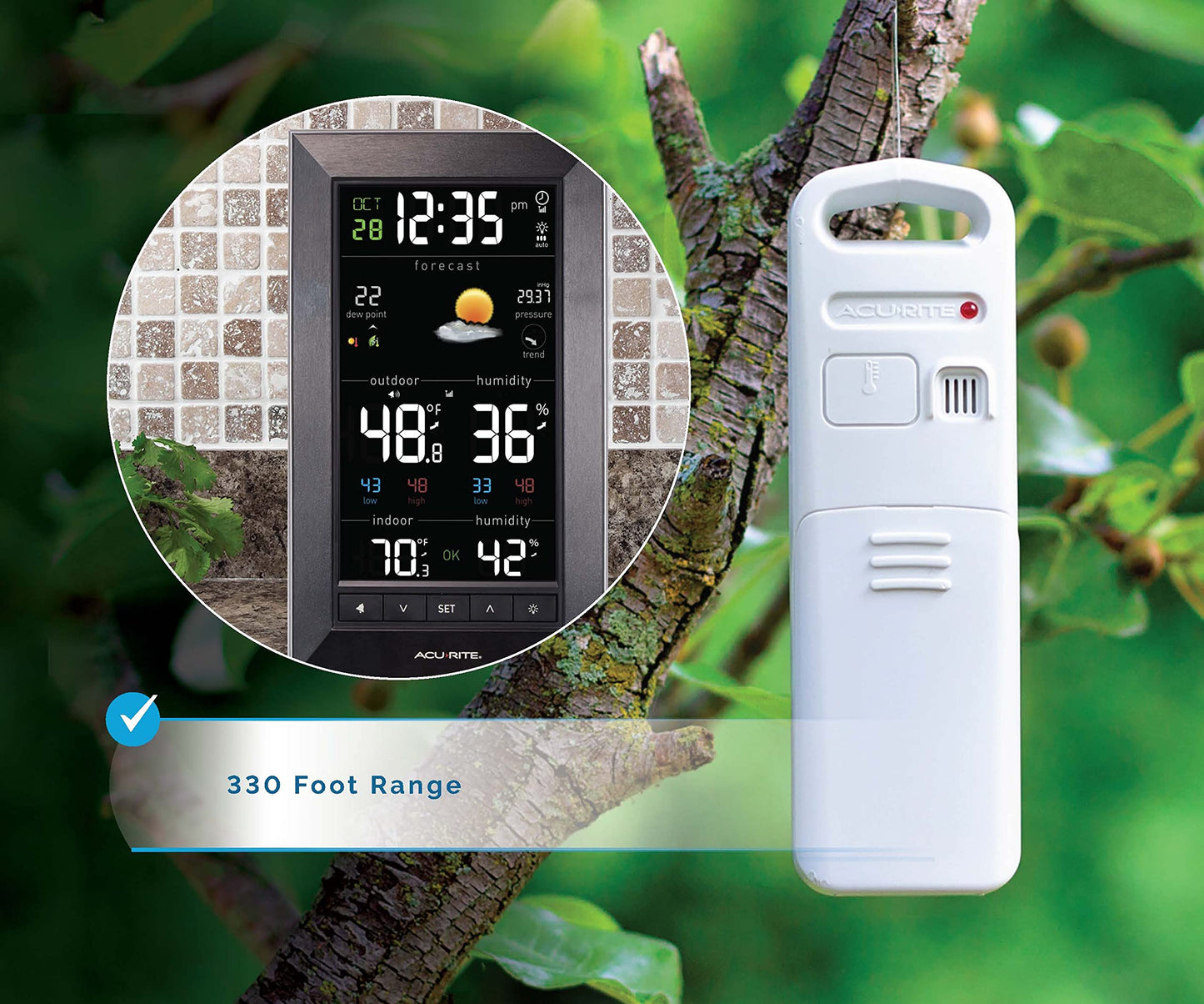 Digital Vertical Weather Forecaster with Indoor/Outdoor Temperature, Humidity, and Date and Time