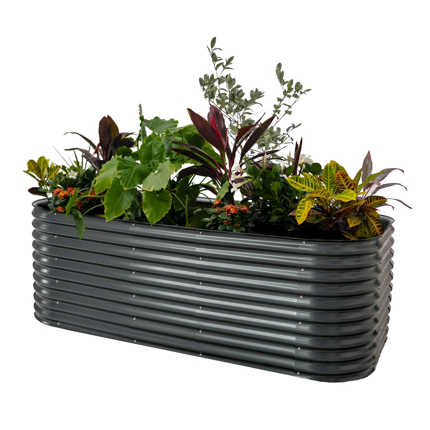 Vego garden 32" Extra Tall Raised Garden Bed Kits, 9 in 1 Modular Raised Planter Box for Vegetables Flowers Fruits Oval Metal Raised Garden Bed- Olive Green