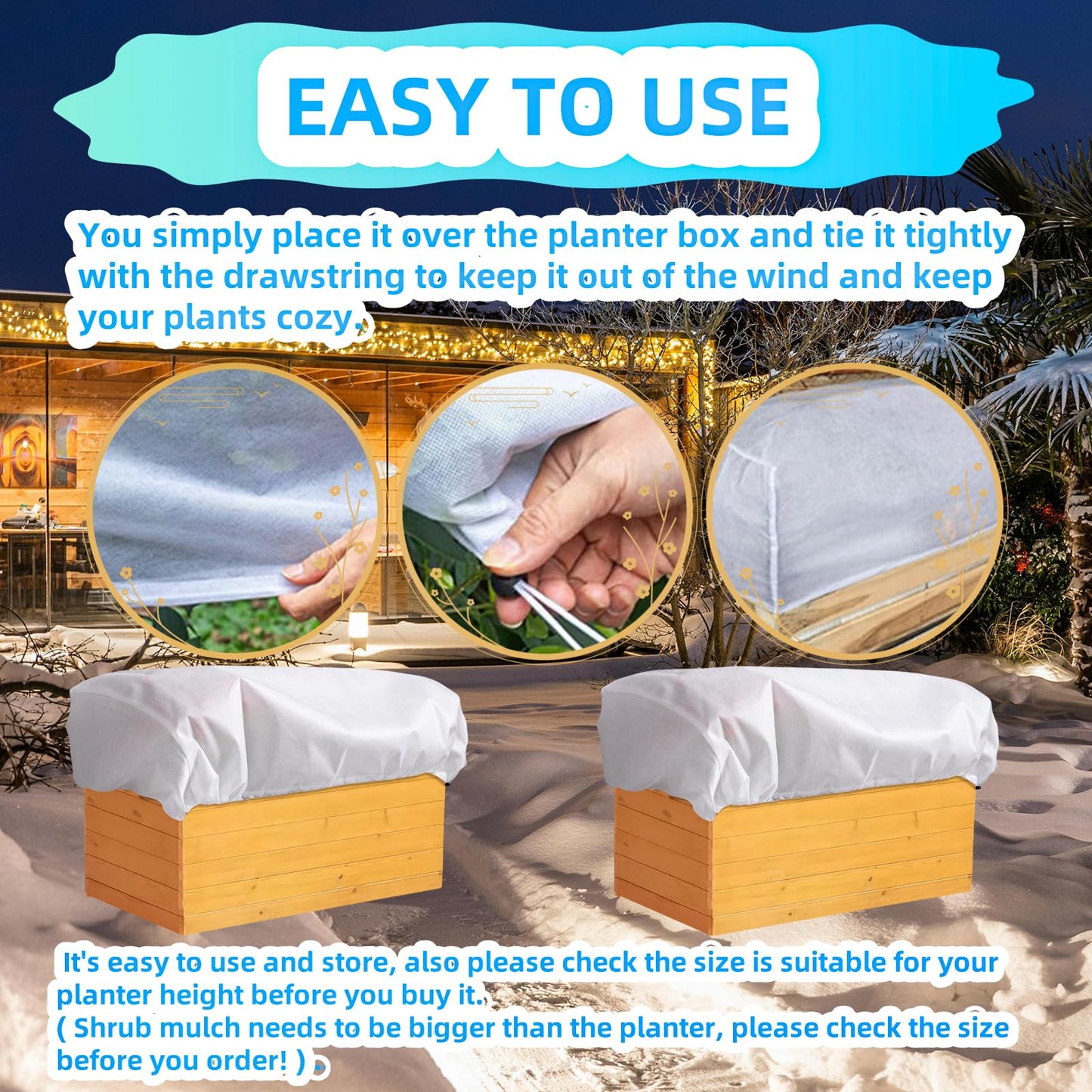 Rectangular Plant Covers Freeze, Planter Frost Cover Plant Covers Freeze Plant Frost Tree Cover Bag With Zip Drawstring Outdoor Plant Covers For Winter Garden Plant Frost Protection 39.4x15.7x17.7 in