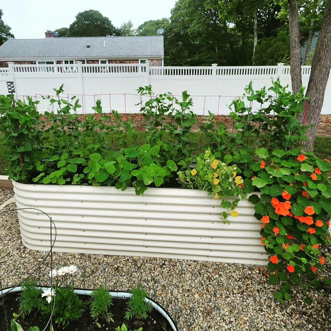 Vego garden 32" Extra Tall Raised Garden Bed Kits, 9 in 1 Modular Raised Planter Box for Vegetables Flowers Fruits Oval Metal Raised Garden Bed- Olive Green