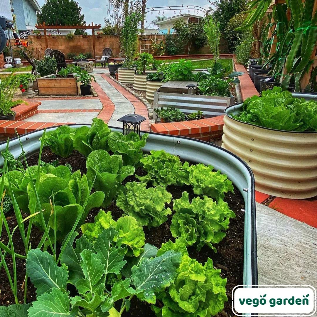 Vego garden 32" Extra Tall Raised Garden Bed Kits, 9 in 1 Modular Raised Planter Box for Vegetables Flowers Fruits Oval Metal Raised Garden Bed- Olive Green