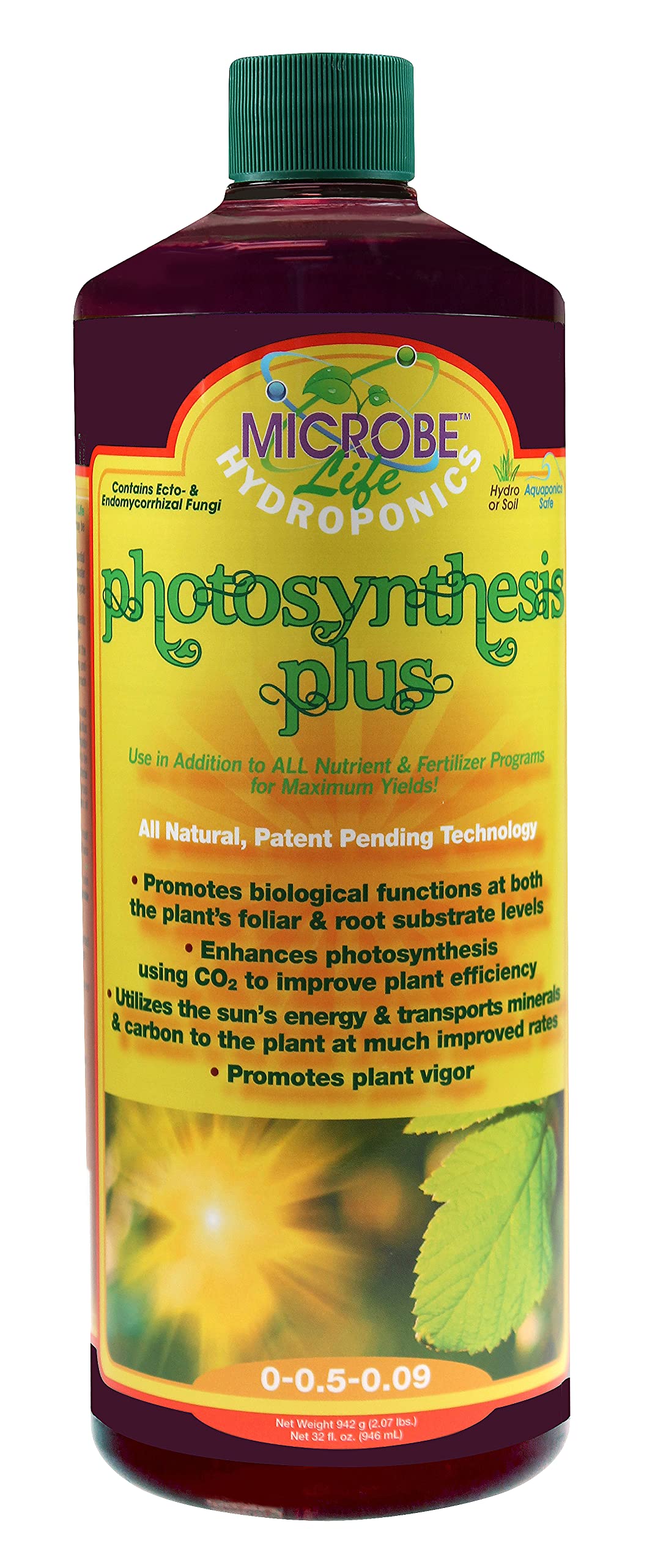 Microbe Life Hydroponics Premium Photosynthesis Plus to Grow Fruits, Vegetables, and Herbs, The Best Professional Big Bud Grow, Use with Any Feeding Systems Including Hydroponics or Soil, 1 Gallon