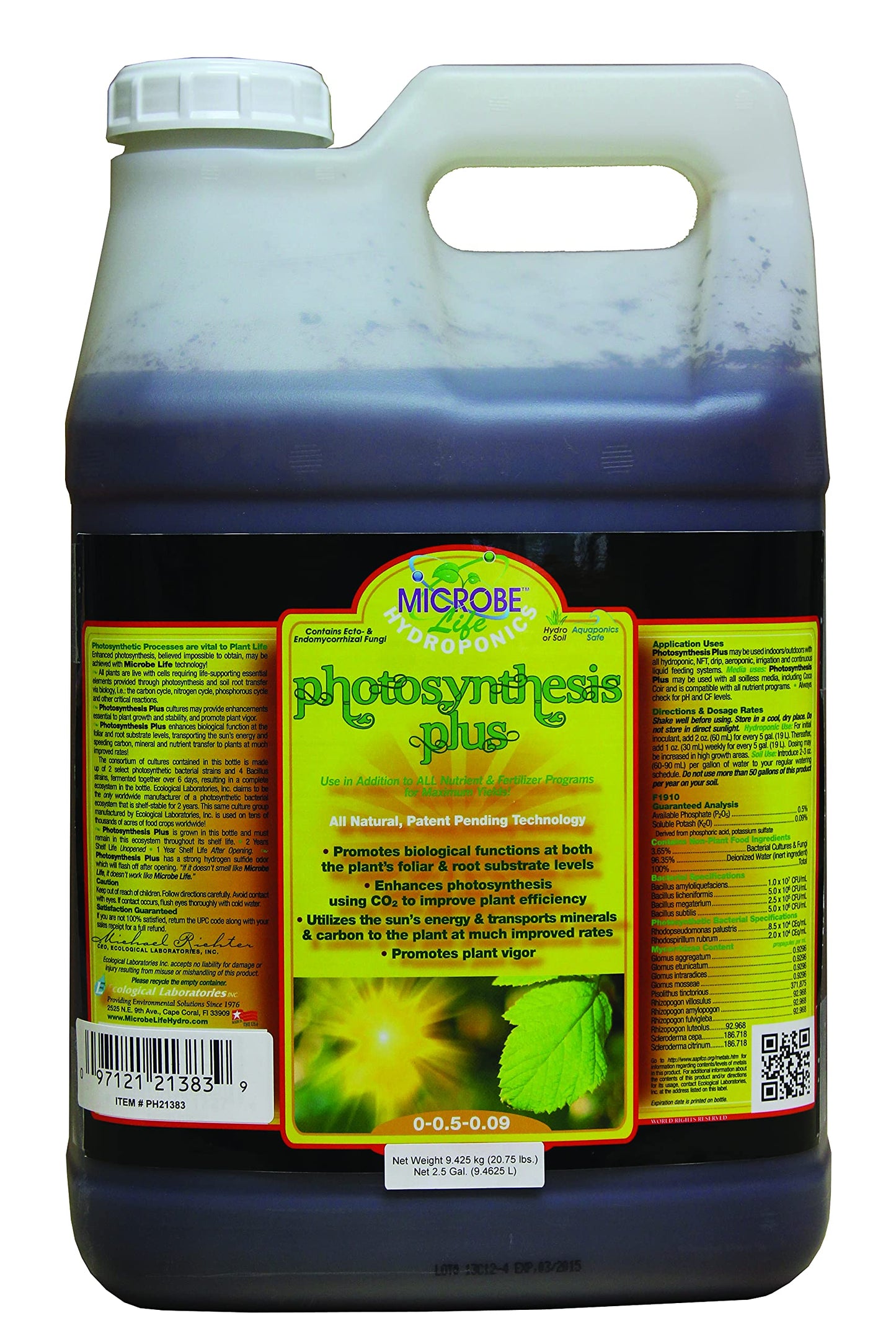 Microbe Life Hydroponics Premium Photosynthesis Plus to Grow Fruits, Vegetables, and Herbs, The Best Professional Big Bud Grow, Use with Any Feeding Systems Including Hydroponics or Soil, 1 Gallon