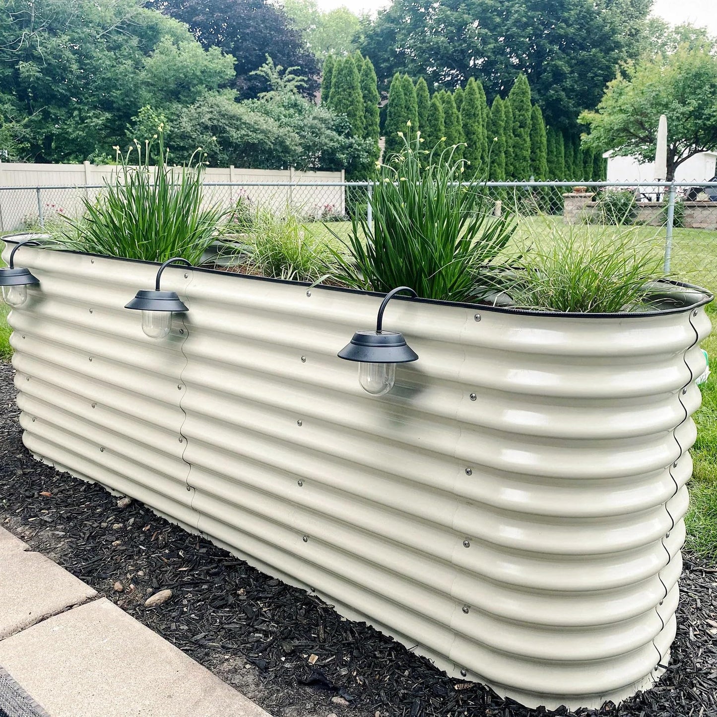 Vego garden 32" Extra Tall Raised Garden Bed Kits, 9 in 1 Modular Raised Planter Box for Vegetables Flowers Fruits Oval Metal Raised Garden Bed- Olive Green