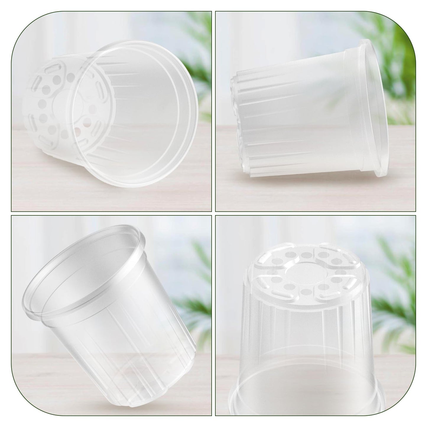 36 Packs 6.7/5/4/3.5 Inch Reinforced Clear Nursery Pots with Drainage Hole, Transparent Variety Pack Plastic Plant Pot Seedling Planter Seed Starter Flower