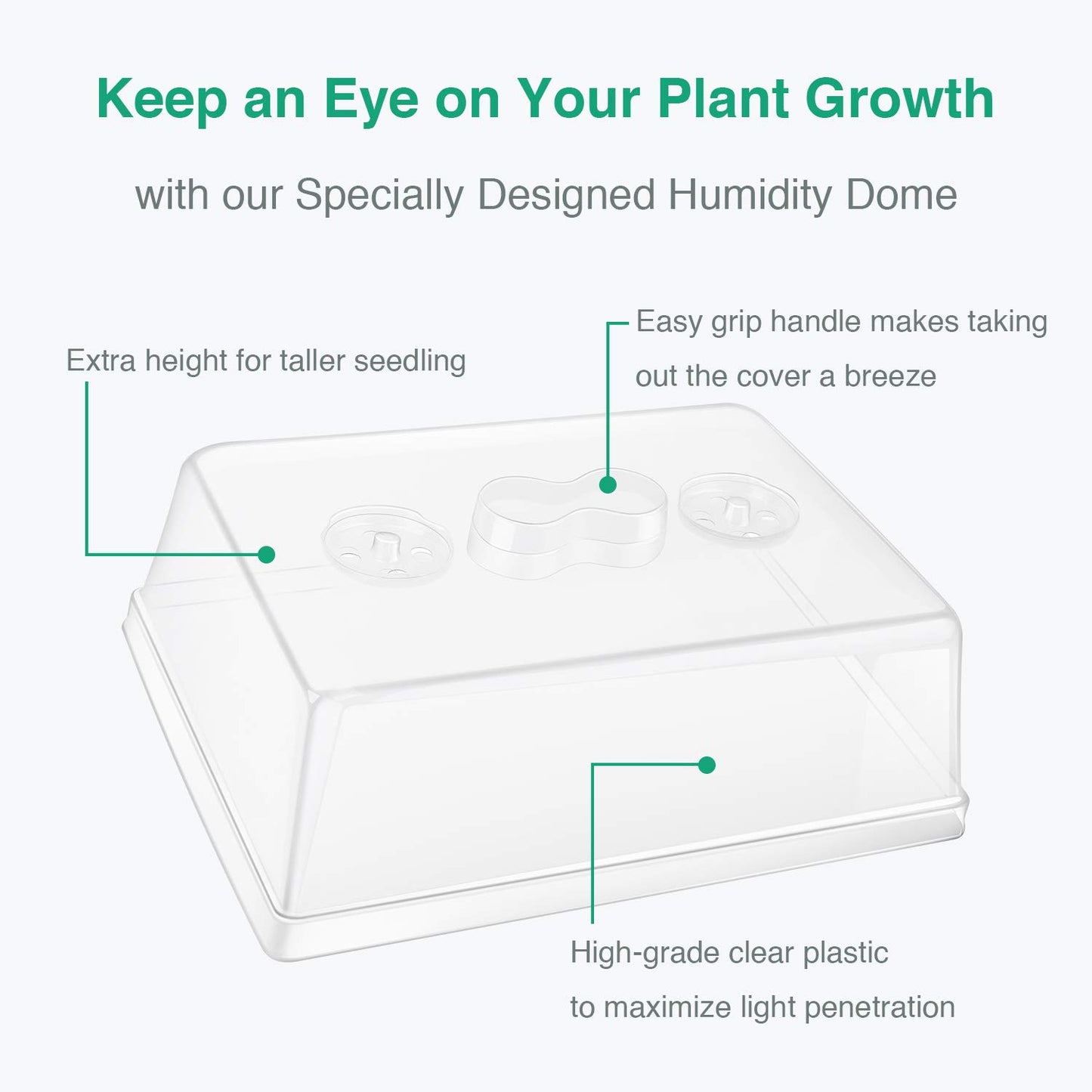 [Thick Plastic] 3-Set Strong Seed Starter Trays with 5" Humidity Domes for Seed Starting, Germination, Seedling Propagation & Plant Growing, Holds 144 Cells in Total