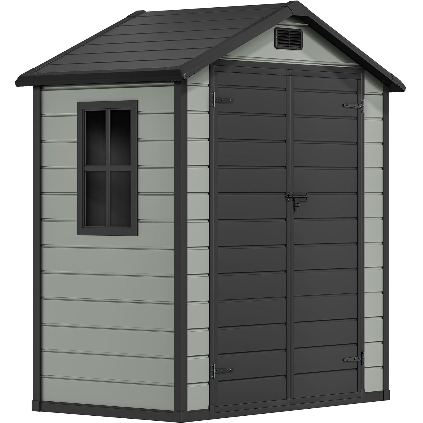 DWVO 6.2x3.4 FT Resin Storage Shed with Reinforced Floor, Outdoor Storage Shed with Lockable Door, Window and Vents, Waterproof Plastic Tool Storage for Garden, Backyard, Patio, Lawn