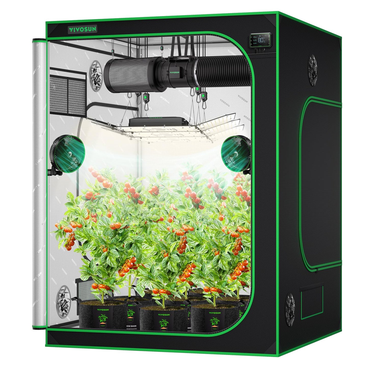 VIVOSUN S448 4x4 Grow Tent, 48"x48"x80" High Reflective Mylar with Observation Window and Floor Tray for Hydroponics Indoor Plant for VS4000/VSF4300