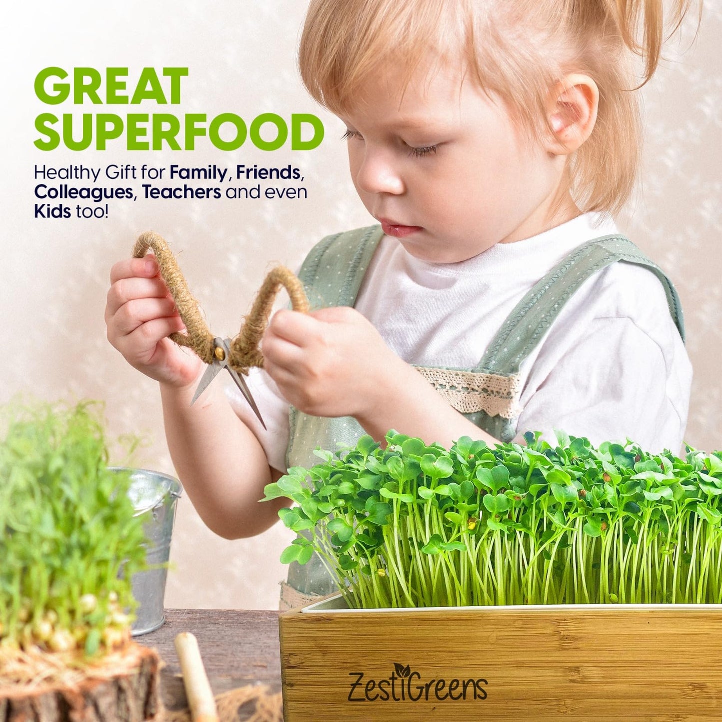 Self Watering Microgreens Growing Kit. Hands Down the Easiest Way to Grow Microgreens. Includes Microgreens Tray, Seeds, Mats, and Bamboo Surround. No Soil Needed. Easy Setup. (Salad & Broccoli)