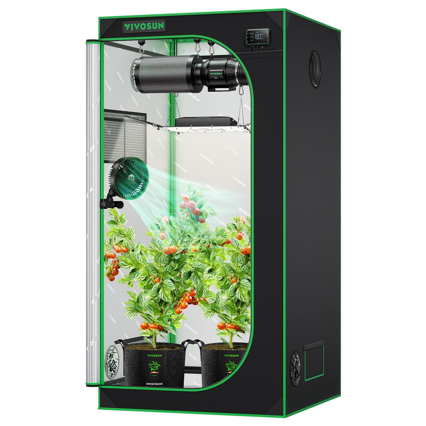 VIVOSUN S448 4x4 Grow Tent, 48"x48"x80" High Reflective Mylar with Observation Window and Floor Tray for Hydroponics Indoor Plant for VS4000/VSF4300