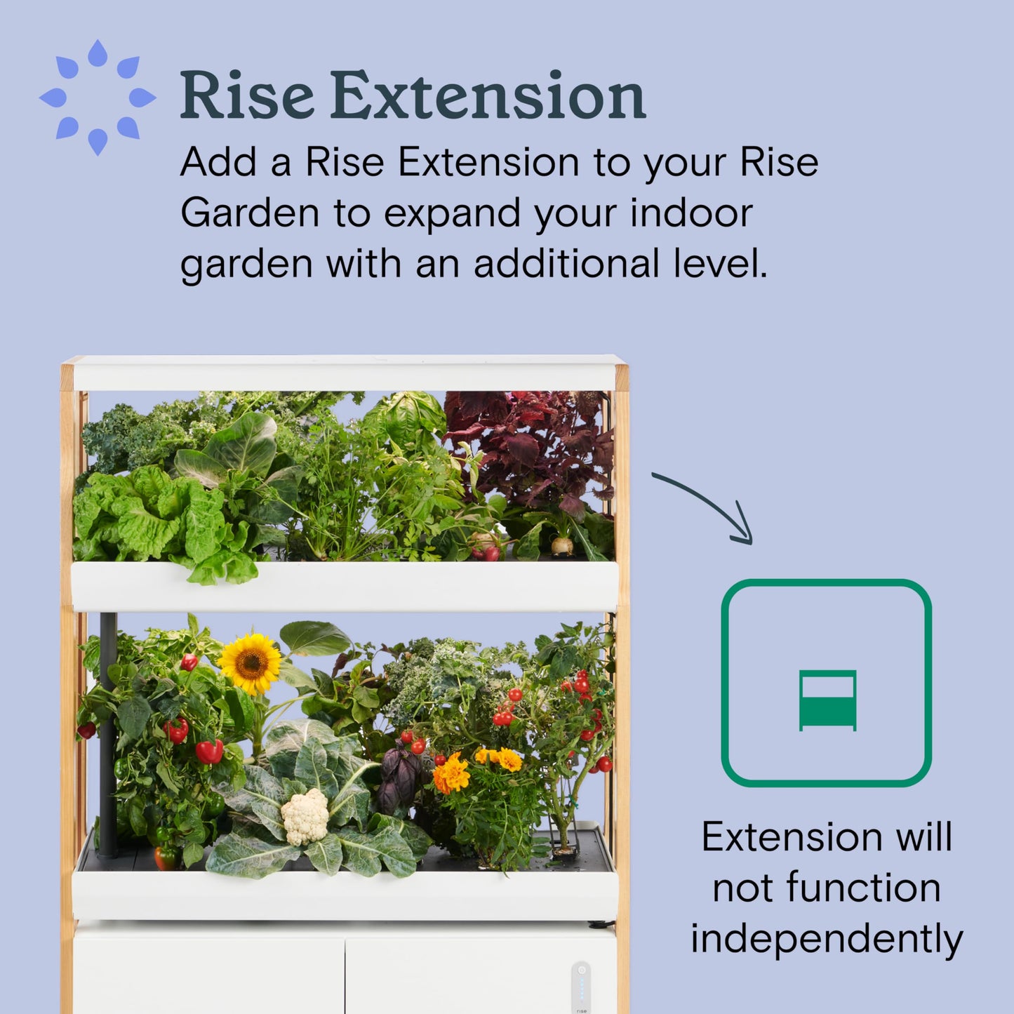 Rise Gardens The Rise Extension, Compatible with The Rise Garden Hydroponic Indoor Garden Kit, Cloud Color