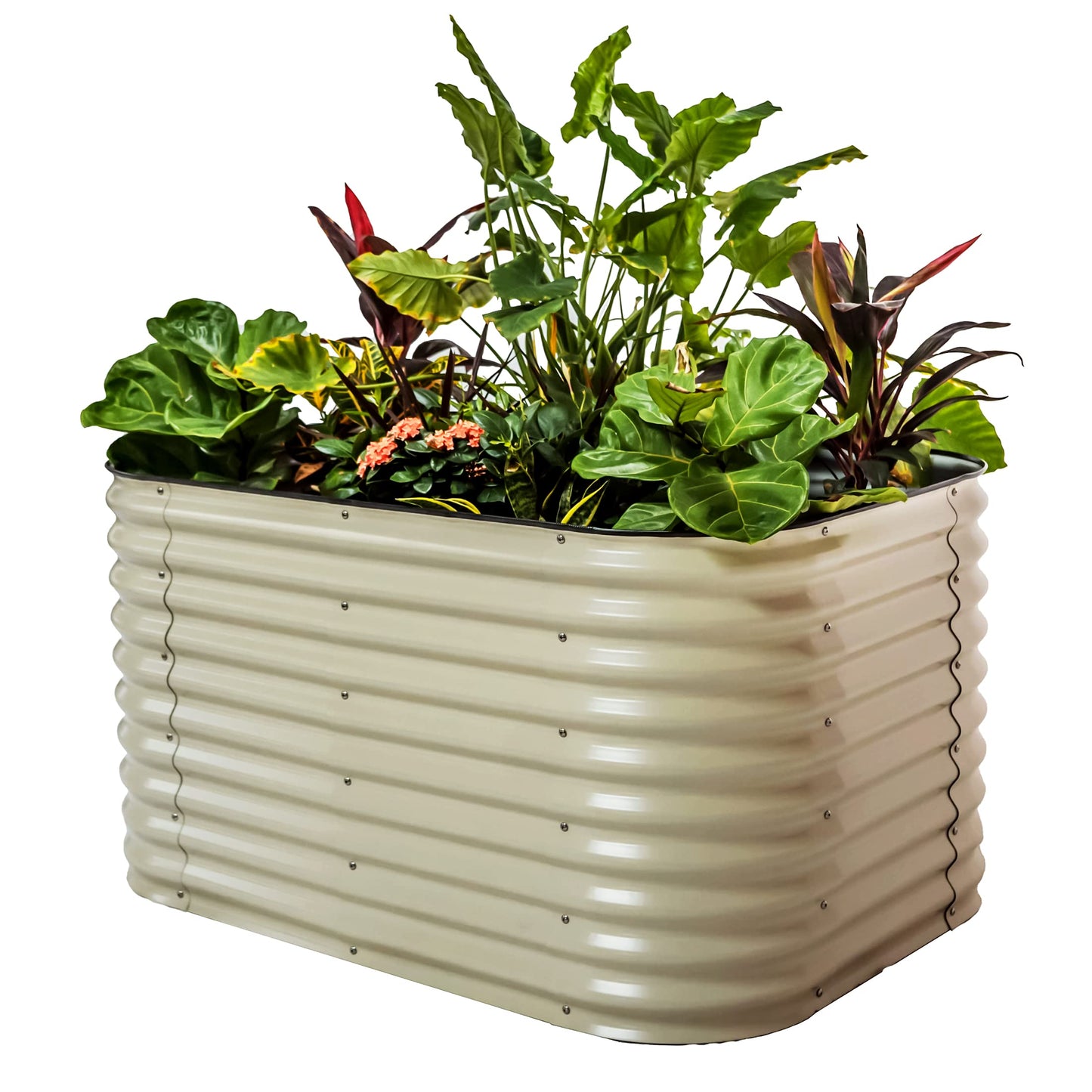 Vego garden 32" Extra Tall Raised Garden Bed Kits, 9 in 1 Modular Raised Planter Box for Vegetables Flowers Fruits Oval Metal Raised Garden Bed- Olive Green