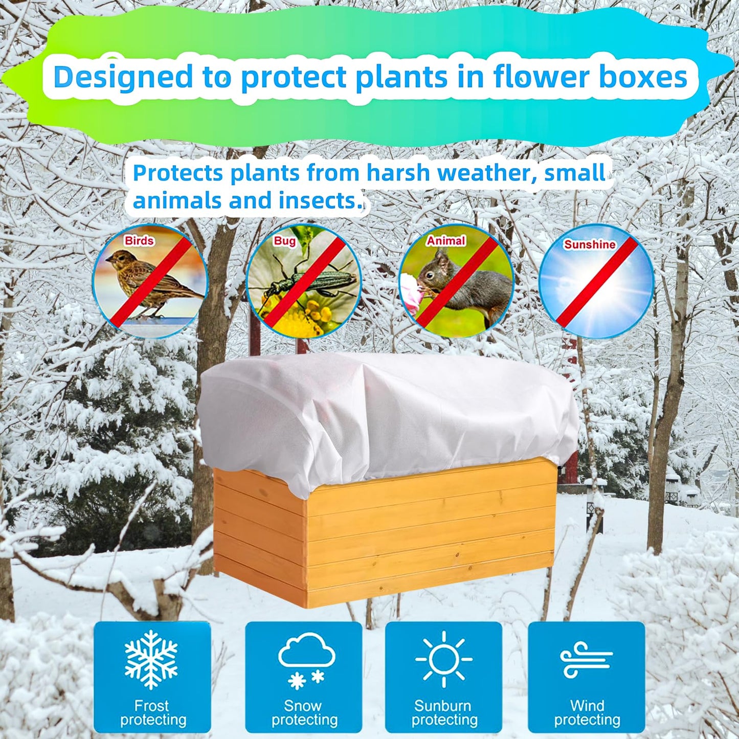 Rectangular Plant Covers Freeze, Planter Frost Cover Plant Covers Freeze Plant Frost Tree Cover Bag With Zip Drawstring Outdoor Plant Covers For Winter Garden Plant Frost Protection 39.4x15.7x17.7 in