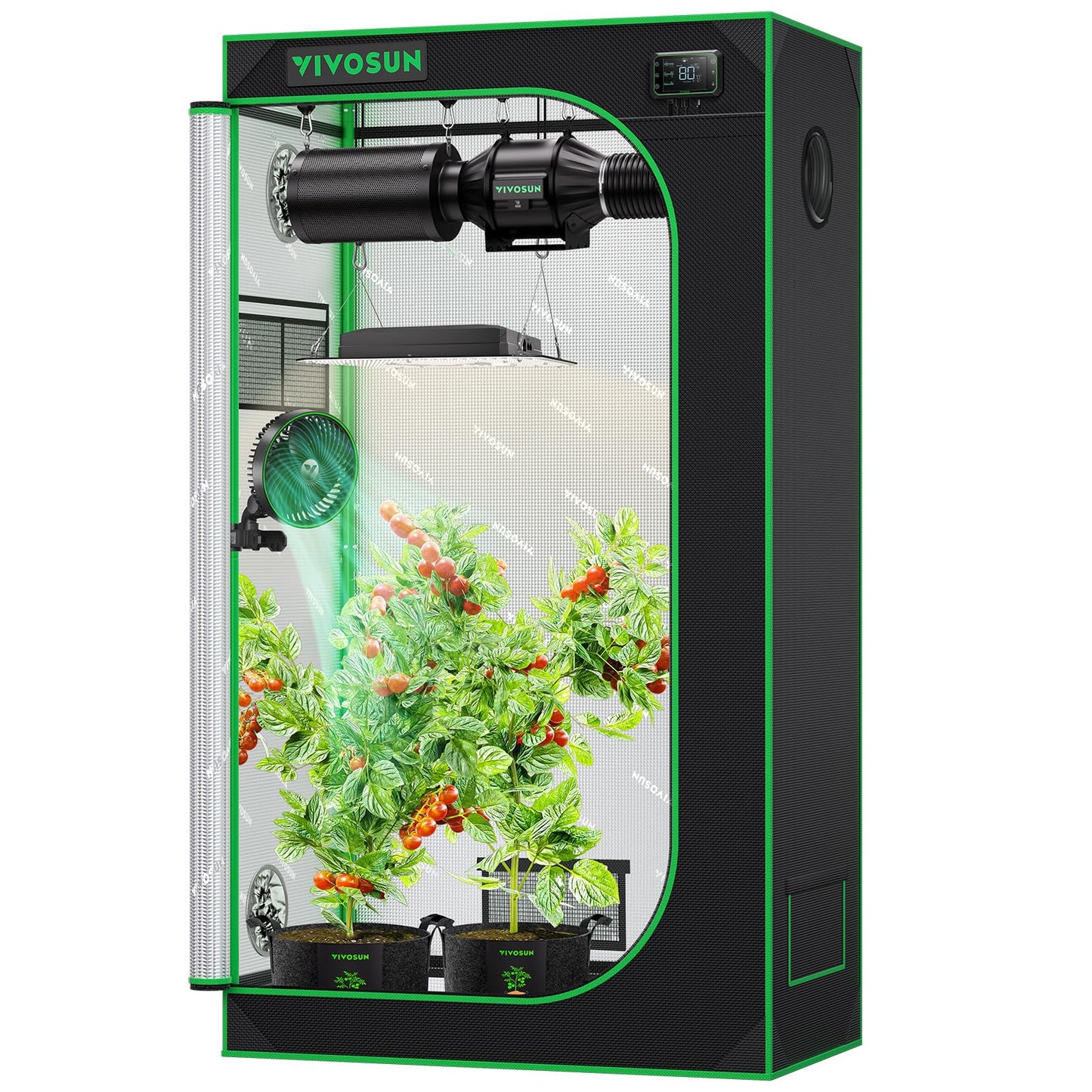 VIVOSUN S448 4x4 Grow Tent, 48"x48"x80" High Reflective Mylar with Observation Window and Floor Tray for Hydroponics Indoor Plant for VS4000/VSF4300