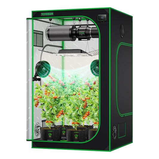 VIVOSUN S448 4x4 Grow Tent, 48"x48"x80" High Reflective Mylar with Observation Window and Floor Tray for Hydroponics Indoor Plant for VS4000/VSF4300