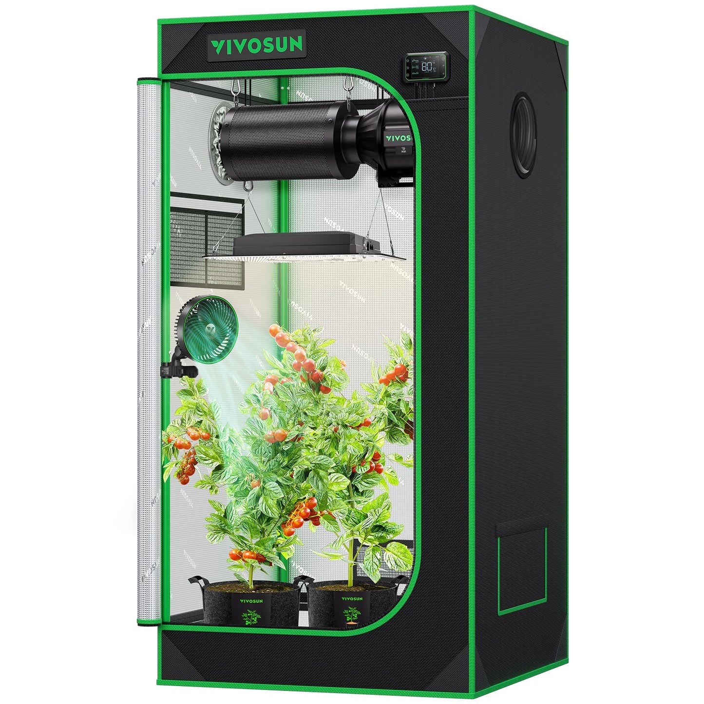 VIVOSUN S448 4x4 Grow Tent, 48"x48"x80" High Reflective Mylar with Observation Window and Floor Tray for Hydroponics Indoor Plant for VS4000/VSF4300