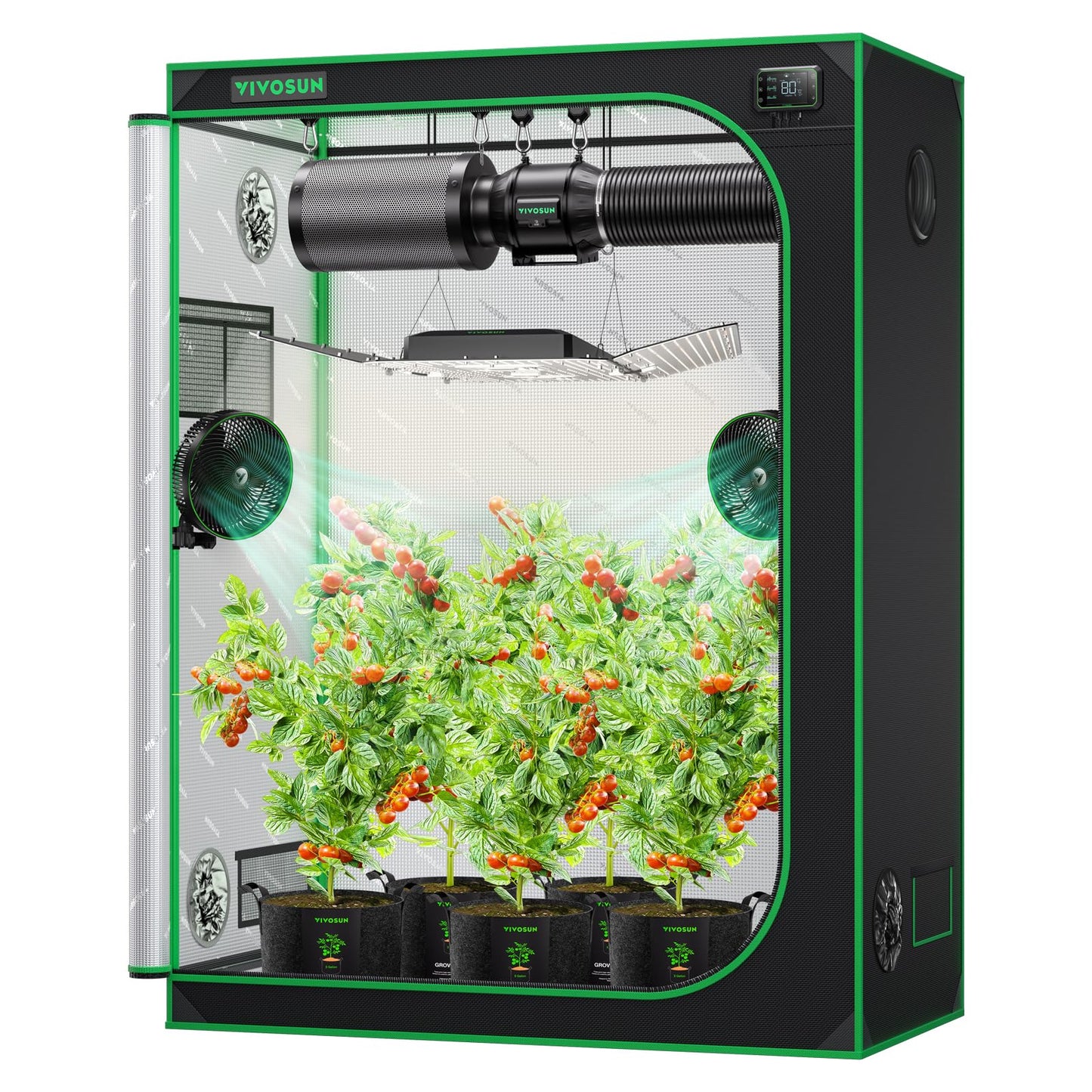 VIVOSUN S448 4x4 Grow Tent, 48"x48"x80" High Reflective Mylar with Observation Window and Floor Tray for Hydroponics Indoor Plant for VS4000/VSF4300