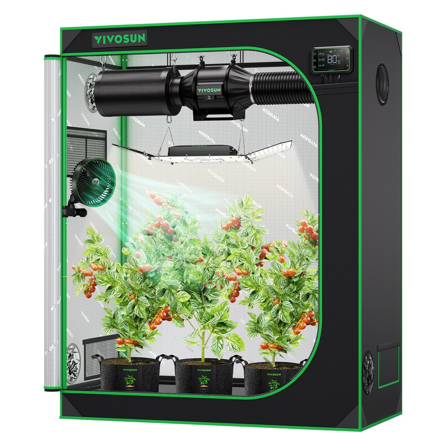 VIVOSUN S448 4x4 Grow Tent, 48"x48"x80" High Reflective Mylar with Observation Window and Floor Tray for Hydroponics Indoor Plant for VS4000/VSF4300