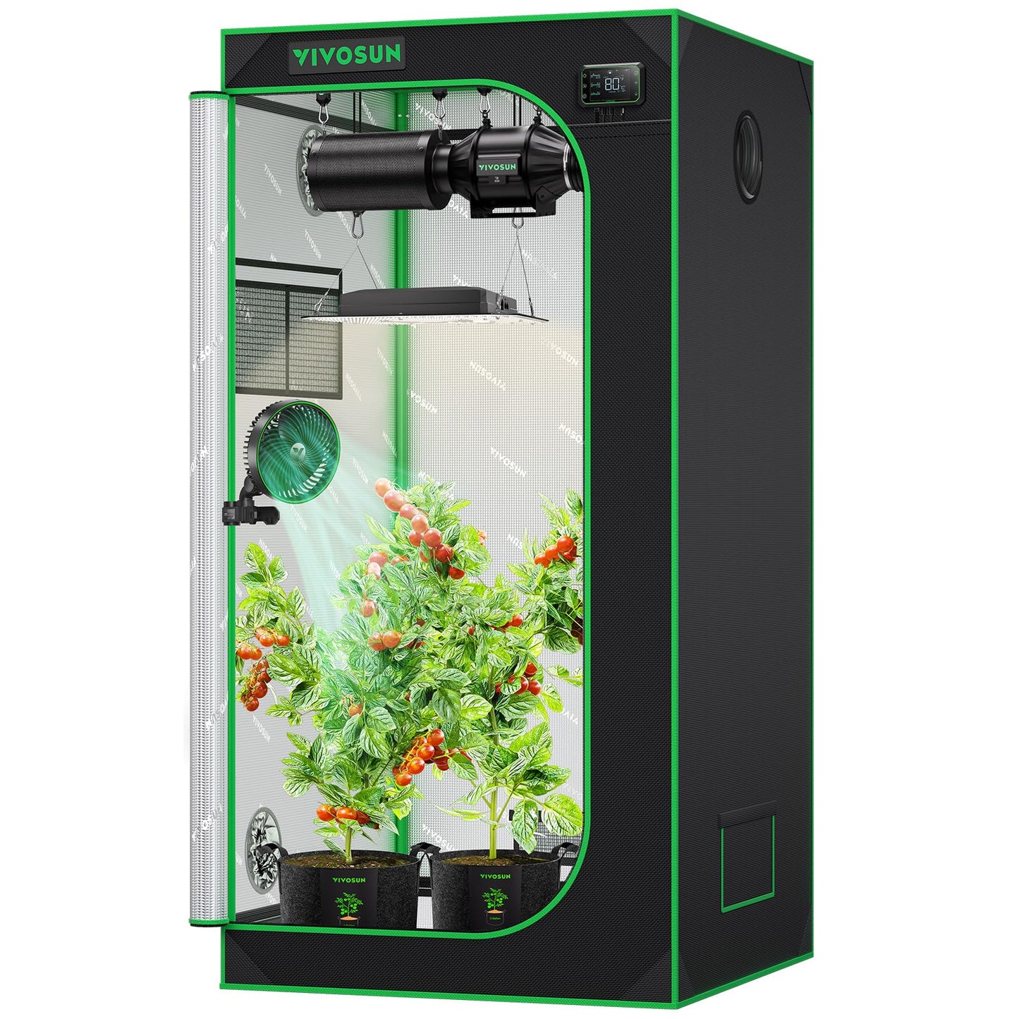 VIVOSUN S448 4x4 Grow Tent, 48"x48"x80" High Reflective Mylar with Observation Window and Floor Tray for Hydroponics Indoor Plant for VS4000/VSF4300